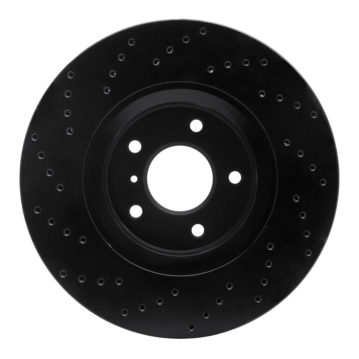 R1 Concepts 05-14 Infiniti FX35 Front Right Drilled Black Brake Rotor - Image 2
