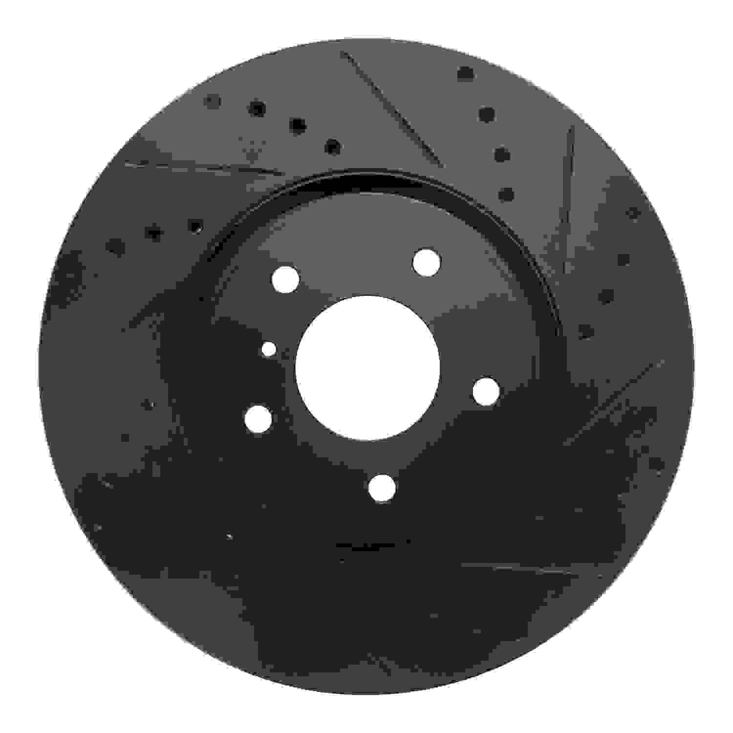 R1 Concepts 05-14 Infiniti FX45 Front Right Drilled & Slotted Black Brake Rotor
