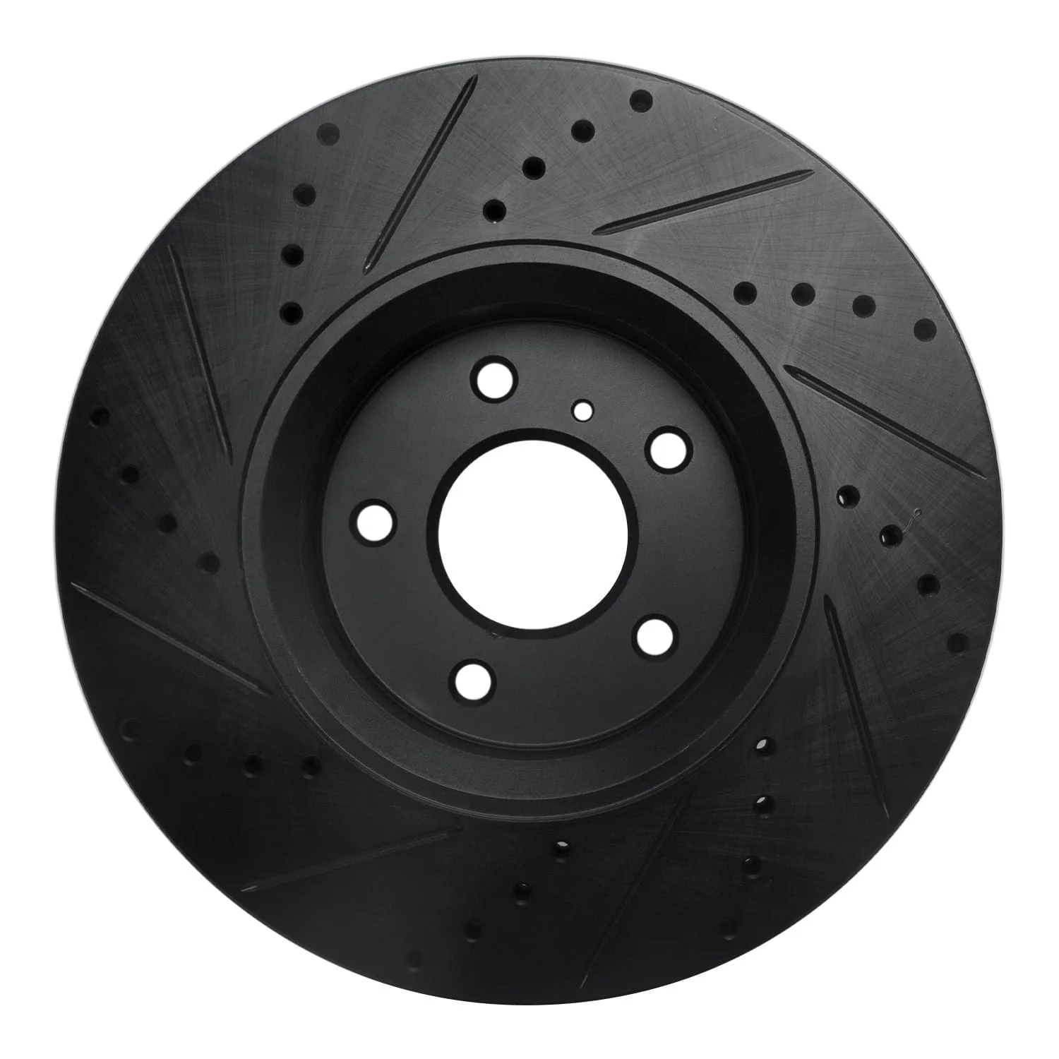 R1 Concepts 05-14 Infiniti FX45 Front Right Drilled & Slotted Black Brake Rotor - Image 2