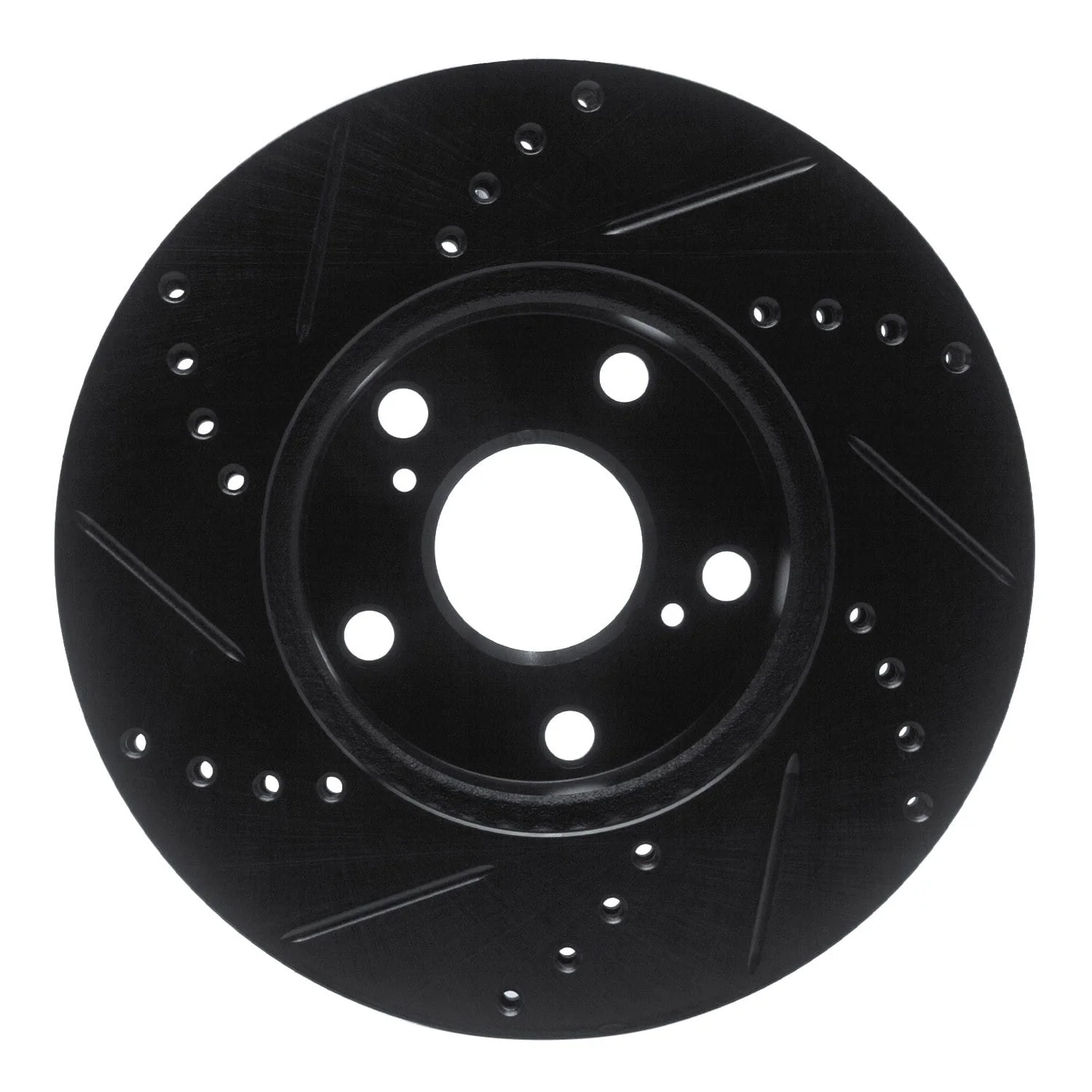 R1 Concepts 05-15 Toyota Tacoma Front Right Drilled & Slotted Black Brake Rotor - Image 2