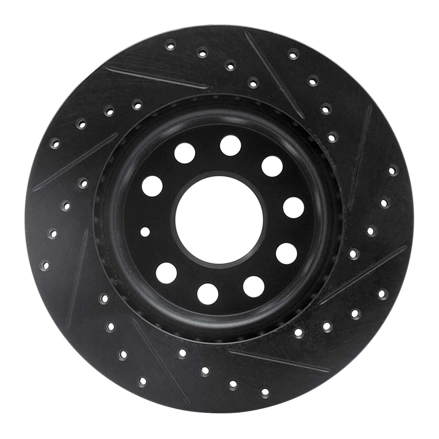R1 Concepts 05-15 Volkswagen BORA (Mexico) Front Left Drilled & Slotted Black Brake Rotor - Image 2