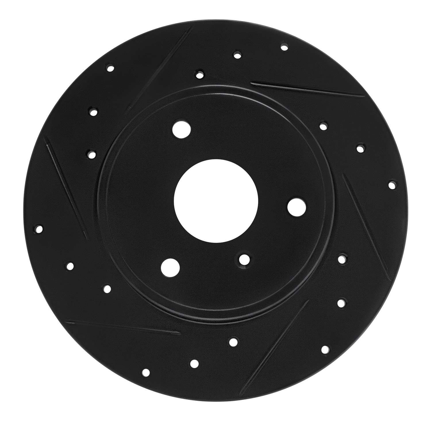 R1 Concepts 05-16 Smart Fortwo Front Left Drilled & Slotted Black Brake Rotor