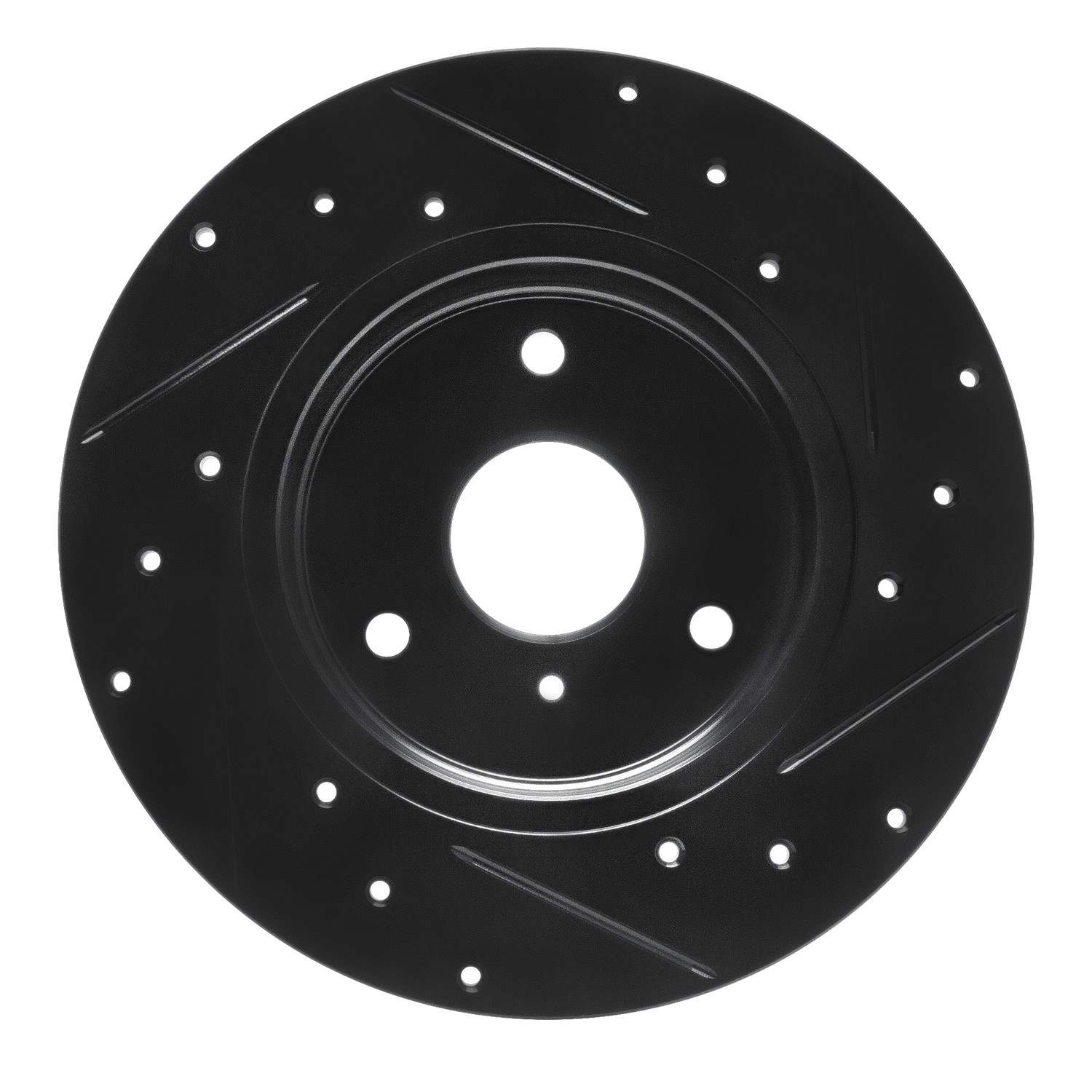 R1 Concepts 05-16 Smart Fortwo Front Left Drilled & Slotted Black Brake Rotor - Image 2