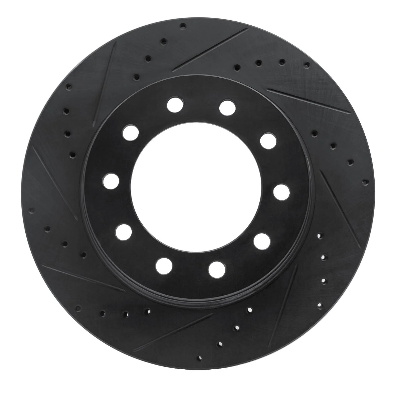 R1 Concepts 05-16 Thor Ford F550 Chassis Front Left Drilled & Slotted Black Brake Rotor