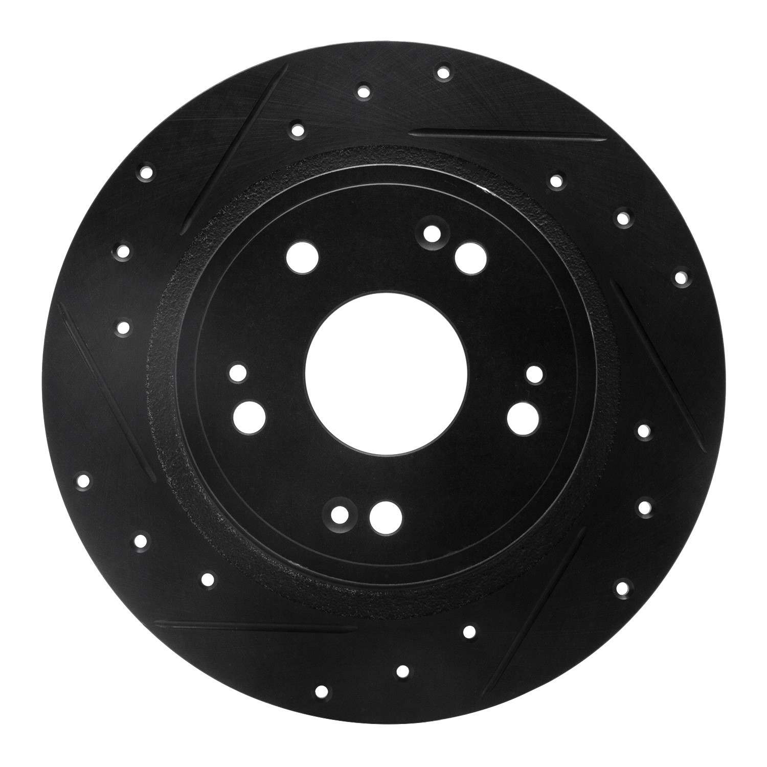 R1 Concepts 05-17 Honda Accord Rear Left Drilled & Slotted Black Brake Rotor