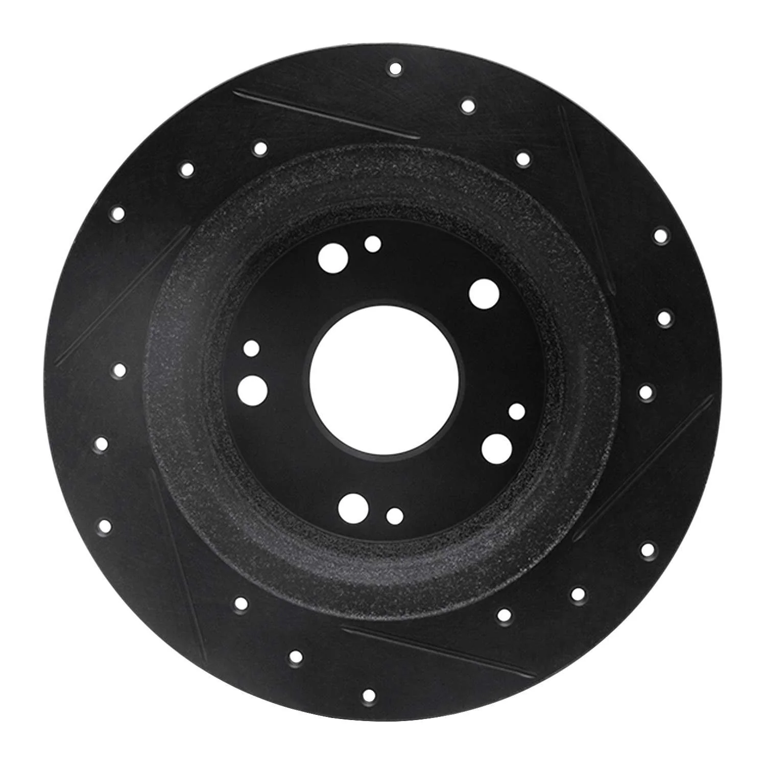 R1 Concepts 05-17 Honda Accord Rear Left Drilled & Slotted Black Brake Rotor - Image 2