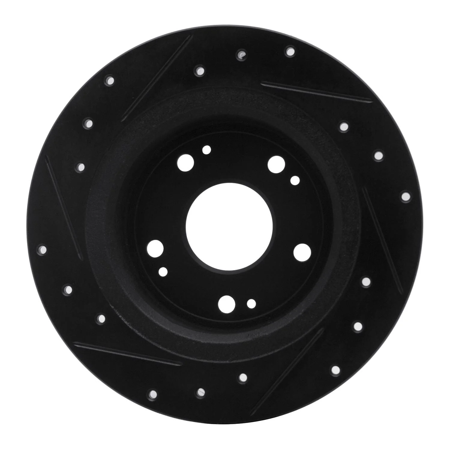 R1 Concepts 05-17 Honda Accord Rear Right Drilled & Slotted Black Brake Rotor - Image 2