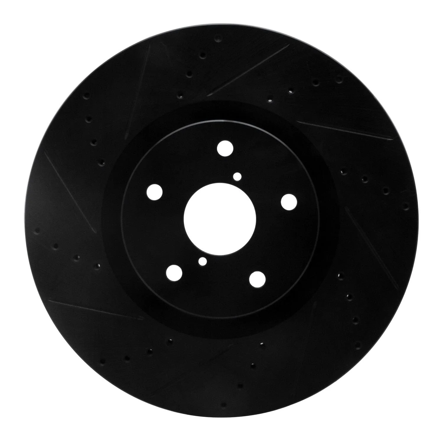 R1 Concepts 05-17 Subaru WRX STI Front Left Drilled & Slotted Black Brake Rotor