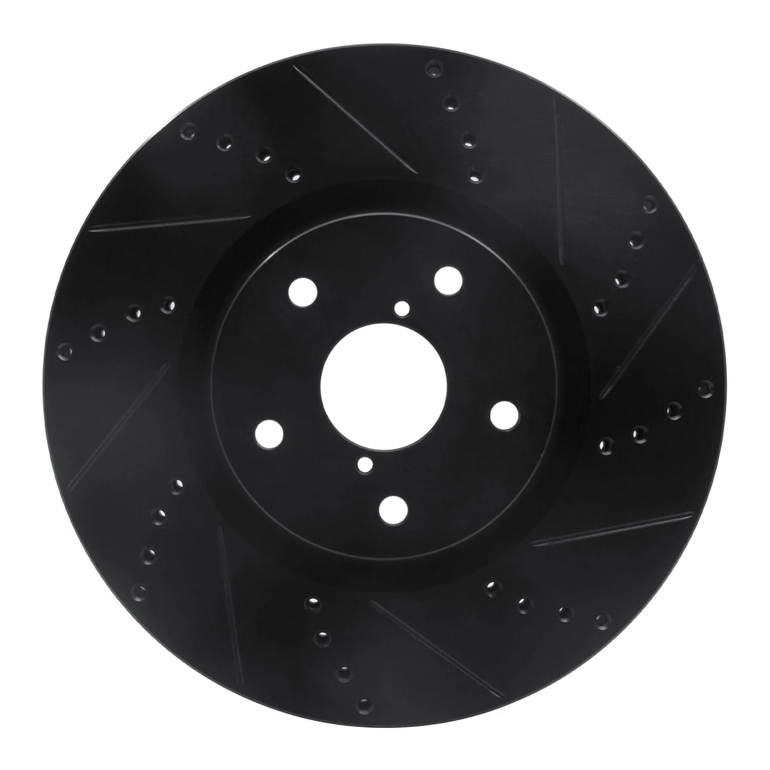 R1 Concepts 05-17 Subaru WRX STI Front Right Drilled & Slotted Black Brake Rotor