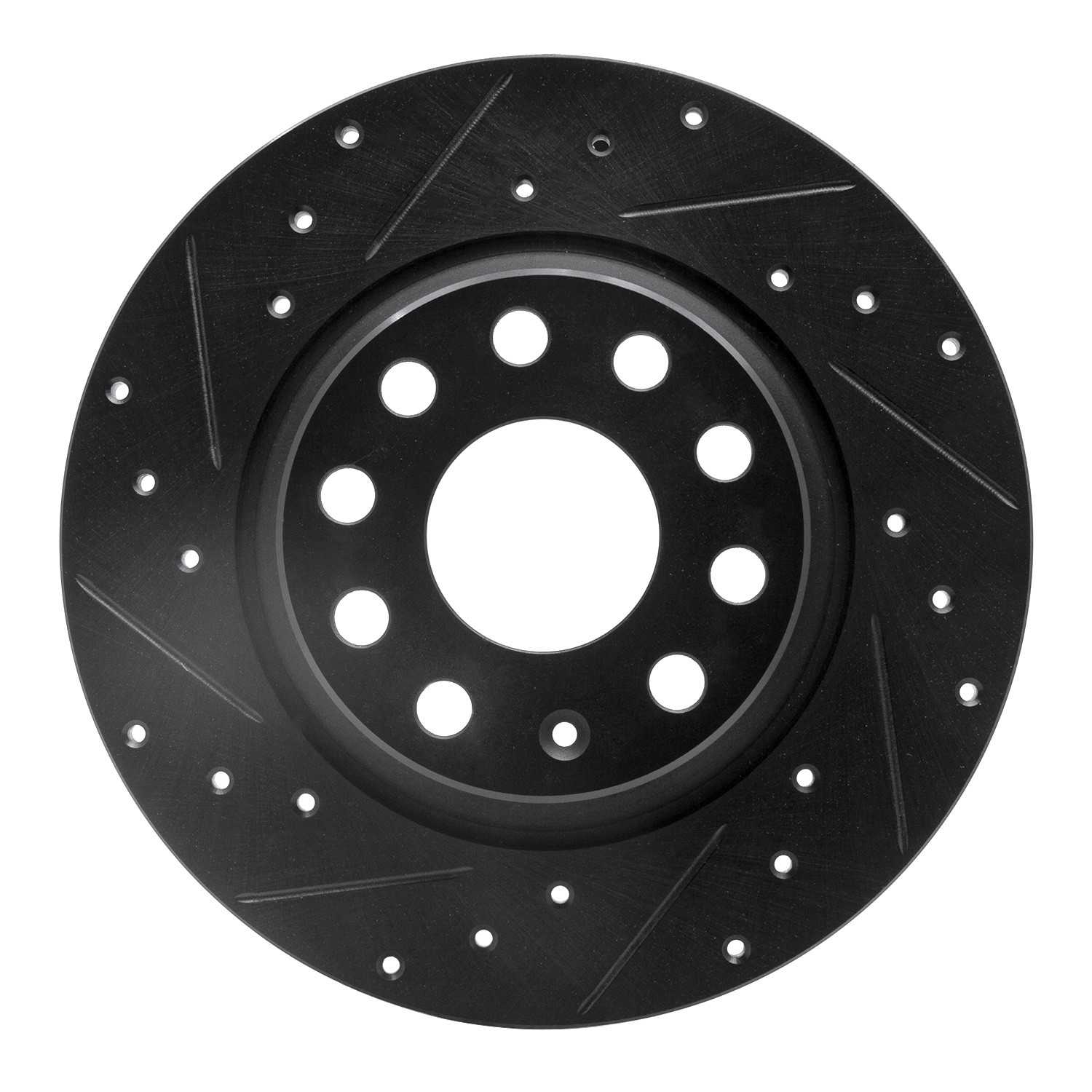 R1 Concepts 05-18 Audi A3 Quattro Rear Left Drilled & Slotted Black Brake Rotor