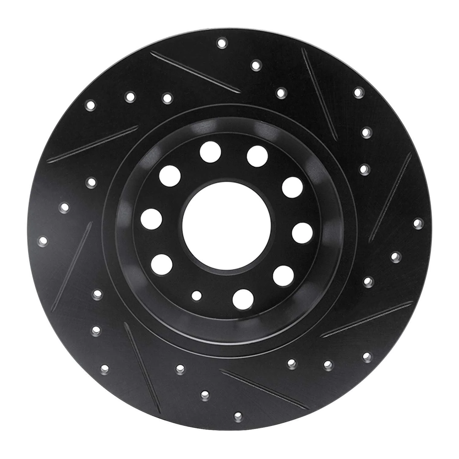 R1 Concepts 05-18 Audi A3 Quattro Rear Left Drilled & Slotted Black Brake Rotor - Image 2