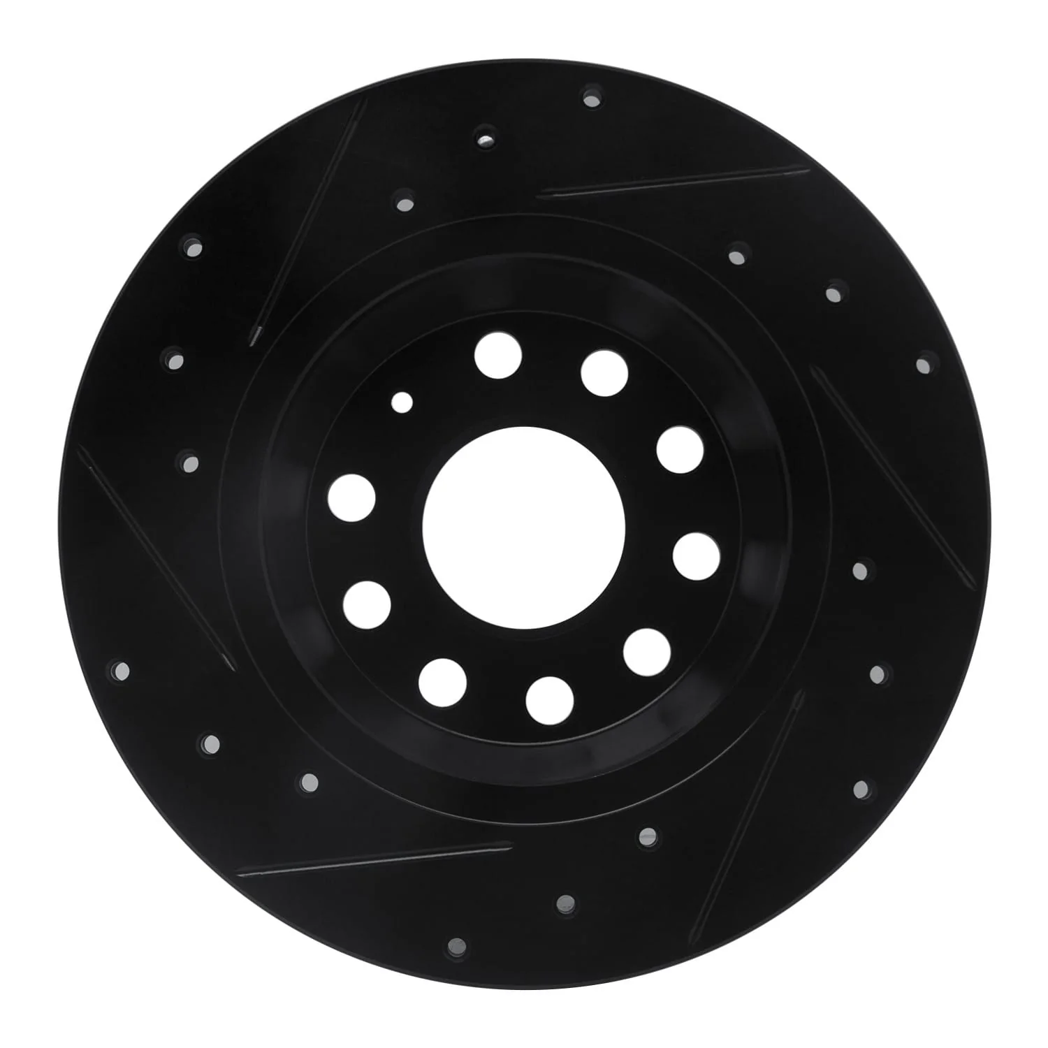 R1 Concepts 05-18 Audi A3 Rear Right Drilled & Slotted Black Brake Rotor - Image 2