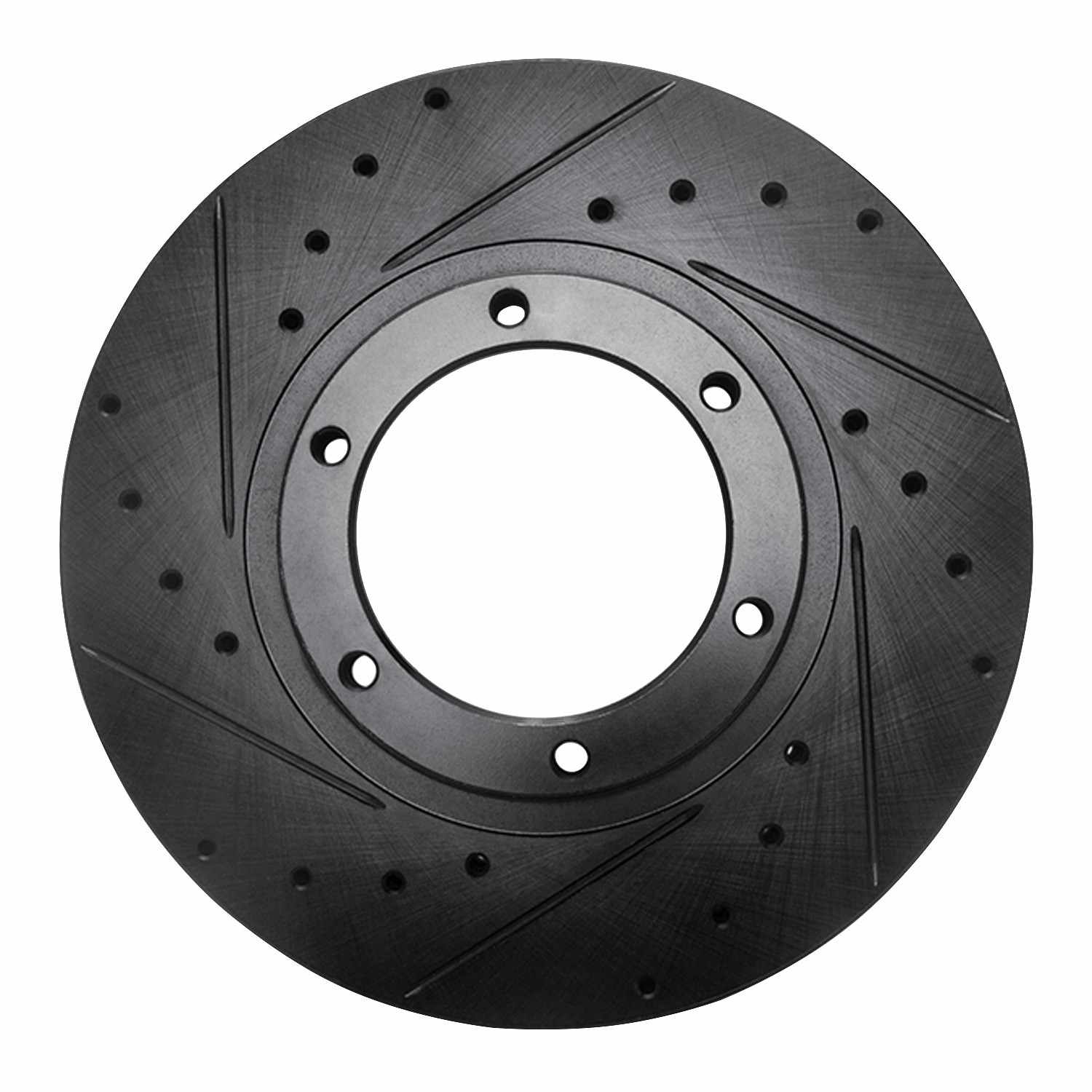 R1 Concepts 05-18 Mitsubishi Fuso Front Left Drilled & Slotted Black Brake Rotor