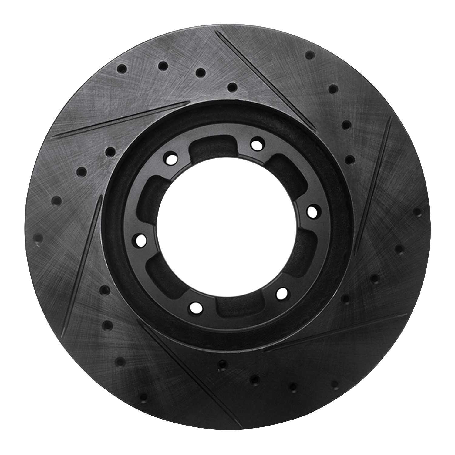 R1 Concepts 05-18 Mitsubishi Fuso Front Left Drilled & Slotted Black Brake Rotor - Image 2