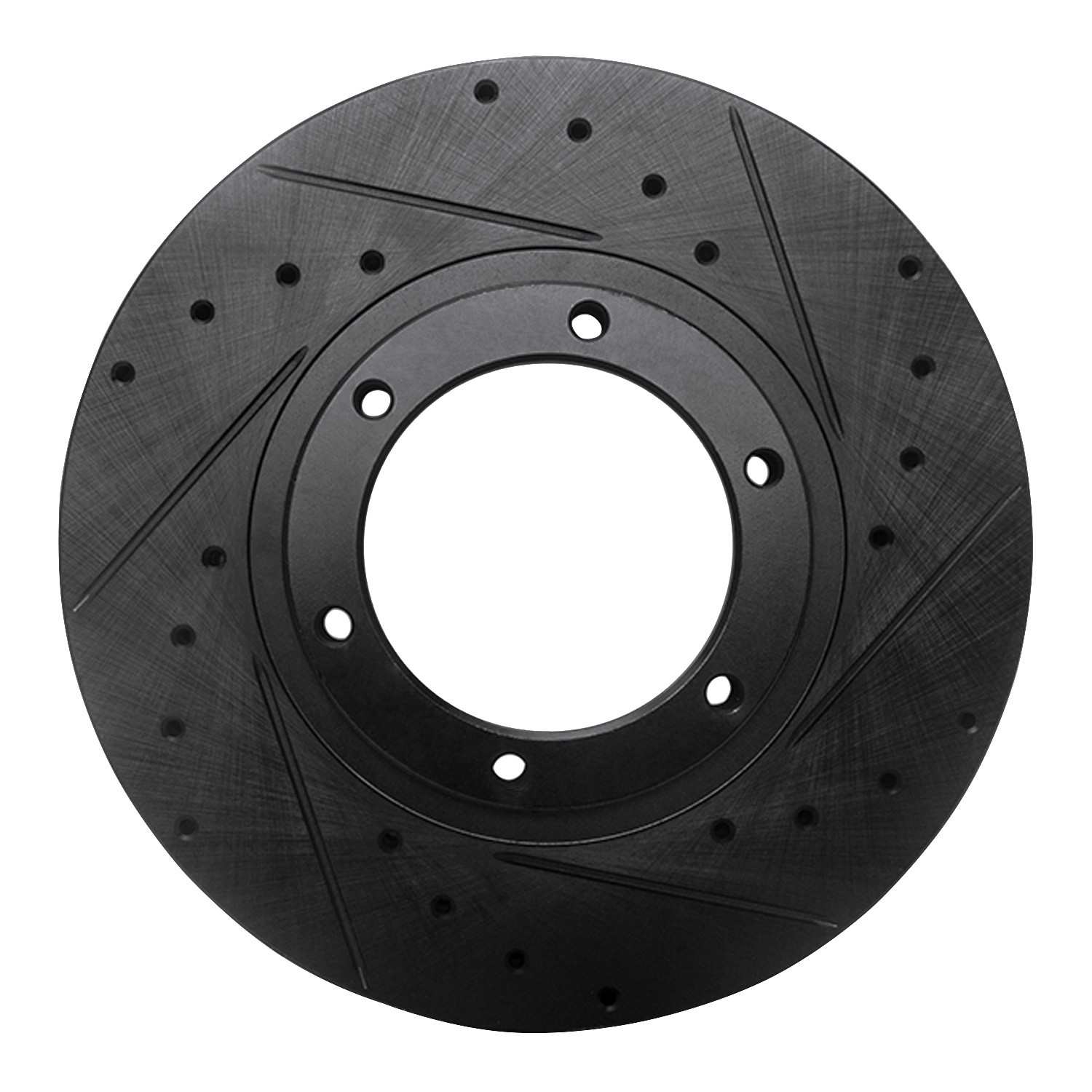 R1 Concepts 05-18 Mitsubishi Fuso Front Right Drilled & Slotted Black Brake Rotor
