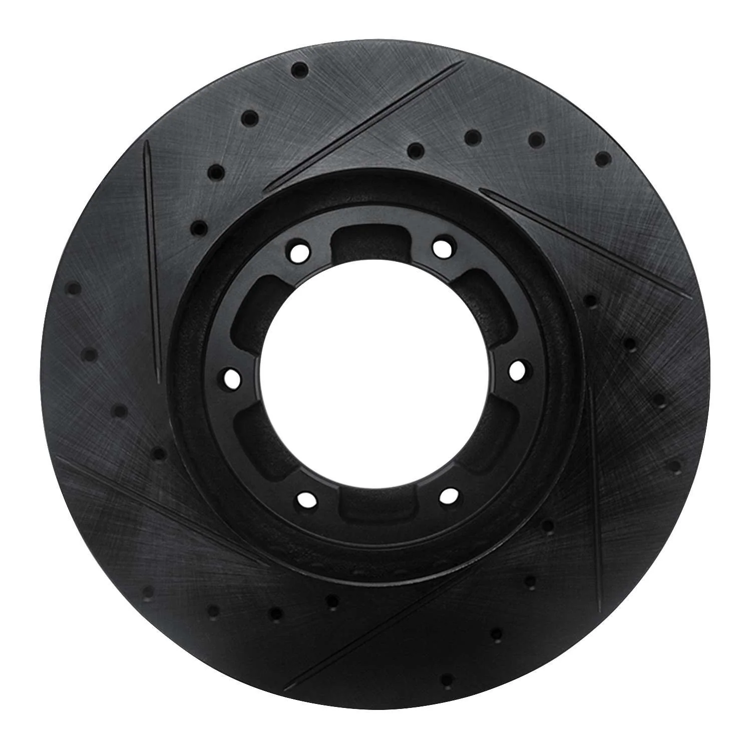 R1 Concepts 05-18 Mitsubishi Fuso Front Right Drilled & Slotted Black Brake Rotor - Image 2