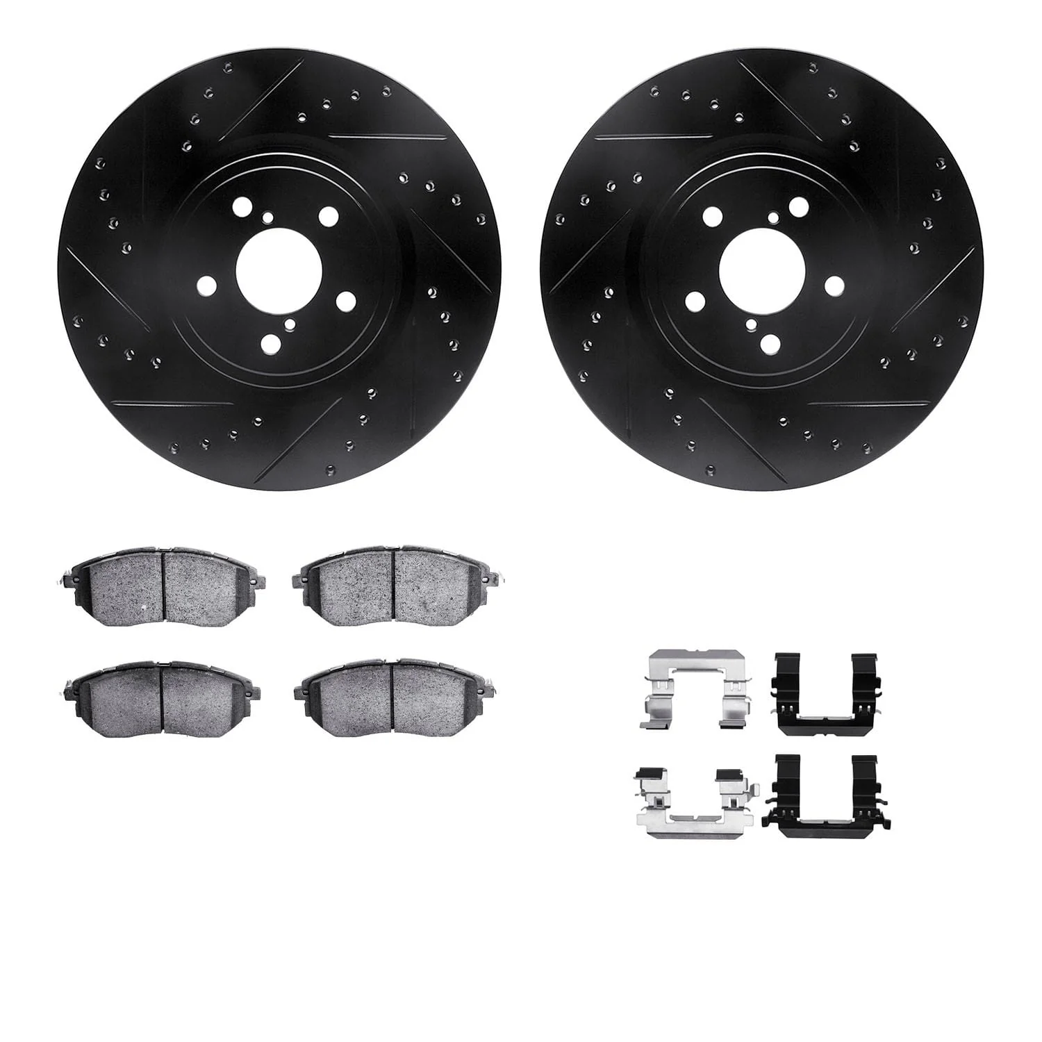 R1 Concepts 05-18 Subaru Forester Front Drill/Slot Black Rotors w/Euro Ceramic Pads