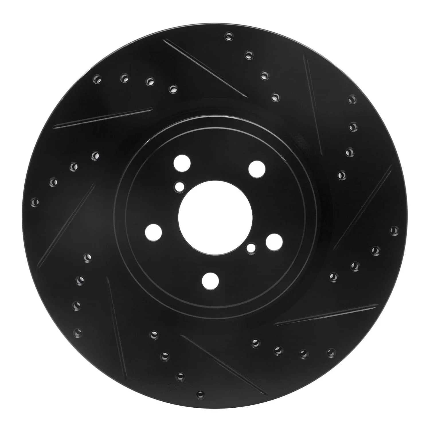 R1 Concepts 05-18 Subaru Forester Front Right Drilled & Slotted Black Brake Rotor