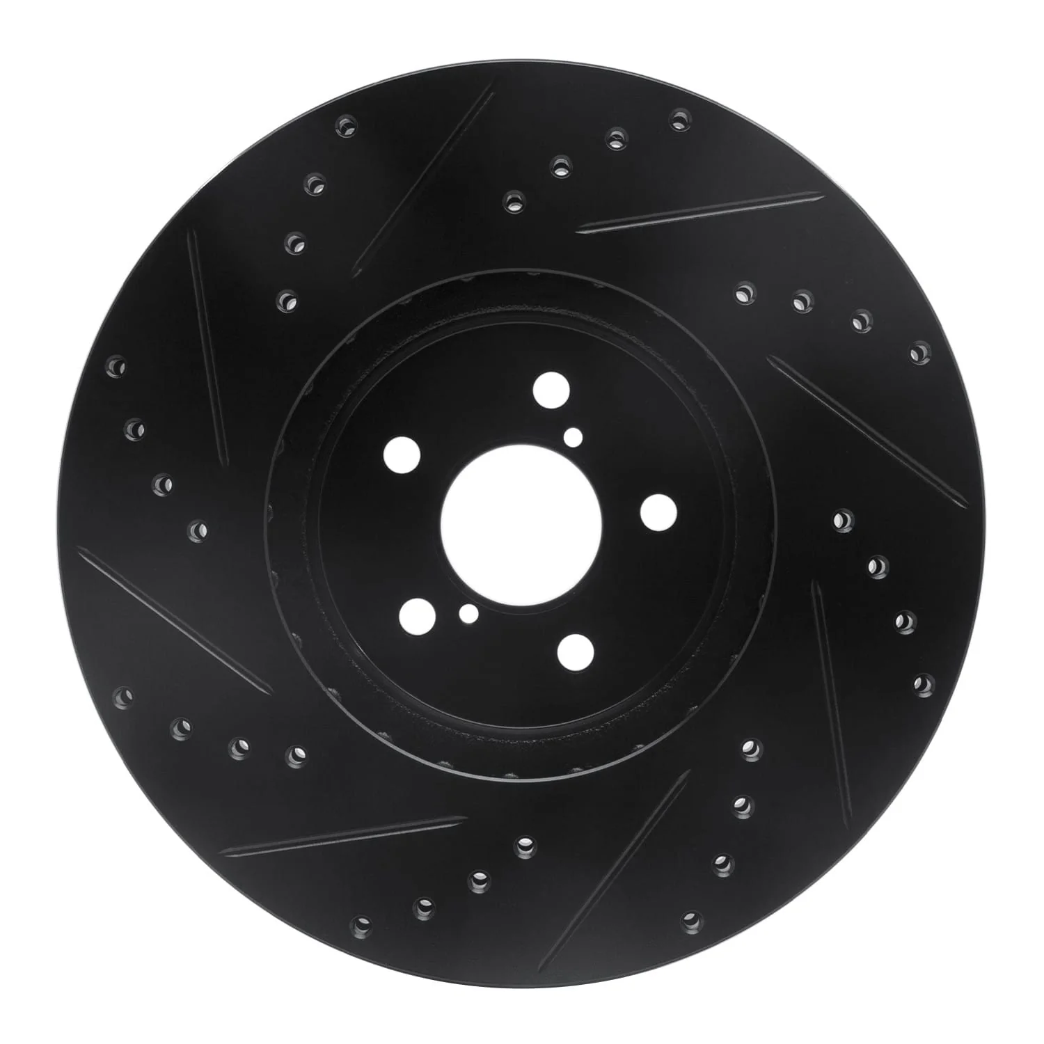 R1 Concepts 05-18 Subaru Forester Front Right Drilled & Slotted Black Brake Rotor - Image 2