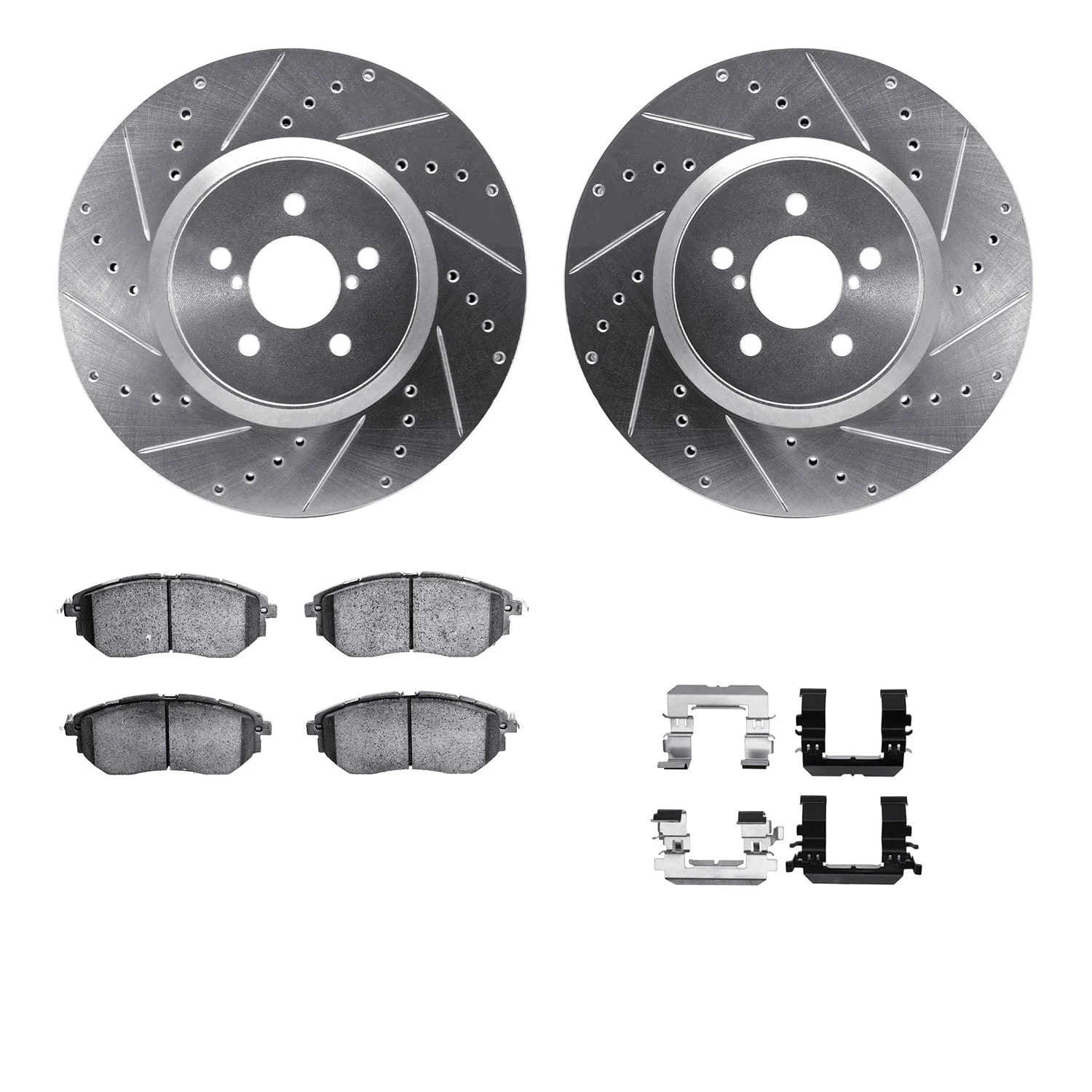 R1 Concepts 05-18 Subaru Outback Front Drill/Slot Silver Rotors w/Euro Ceramic Pads