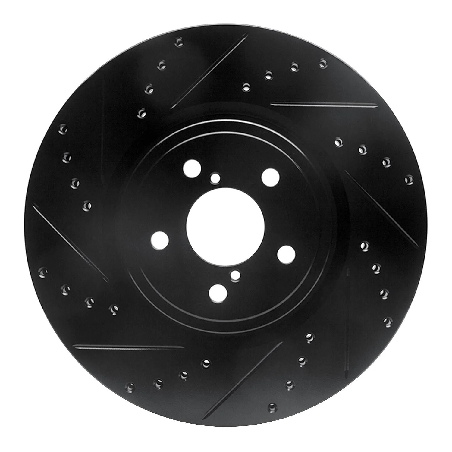 R1 Concepts 05-18 Subaru Outback Front Left Drilled & Slotted Black Brake Rotor