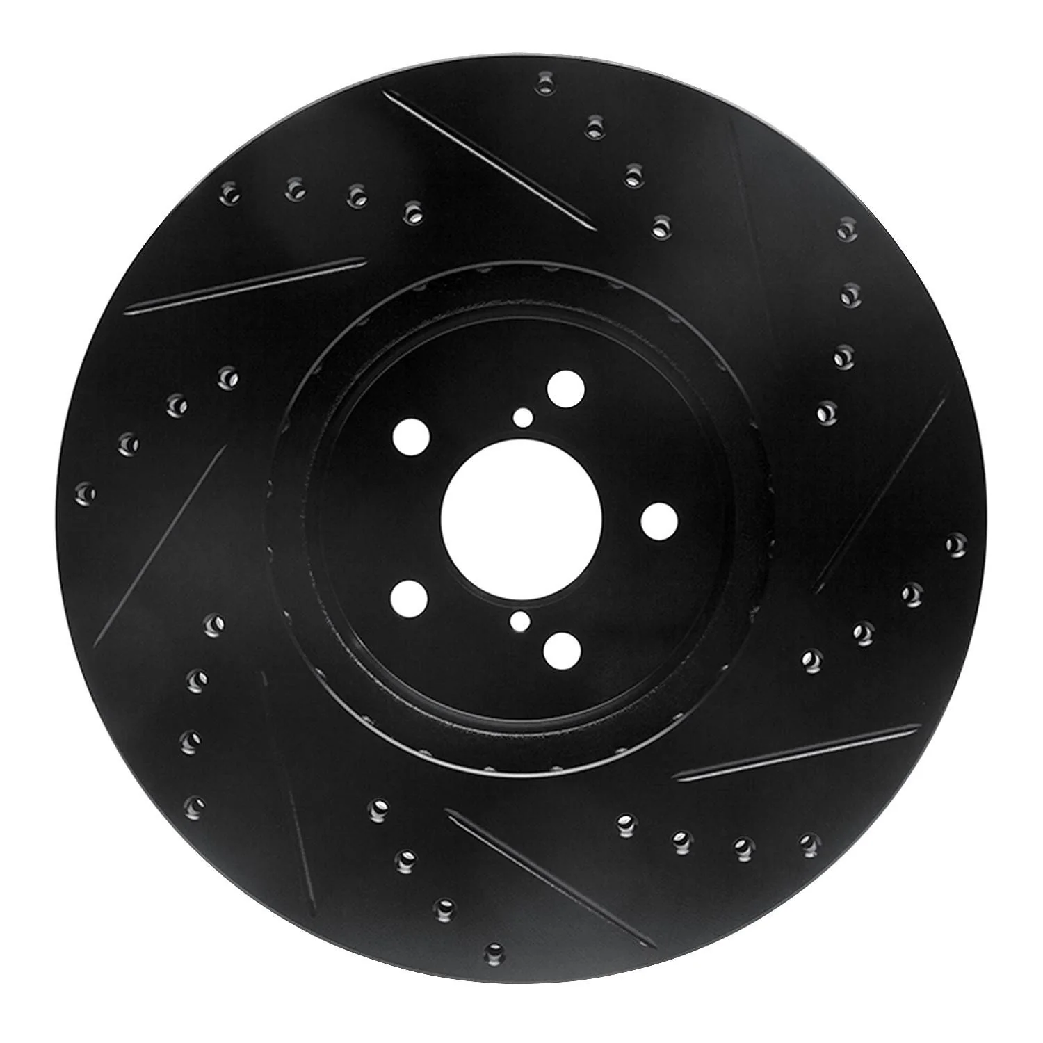R1 Concepts 05-18 Subaru Outback Front Left Drilled & Slotted Black Brake Rotor - Image 2