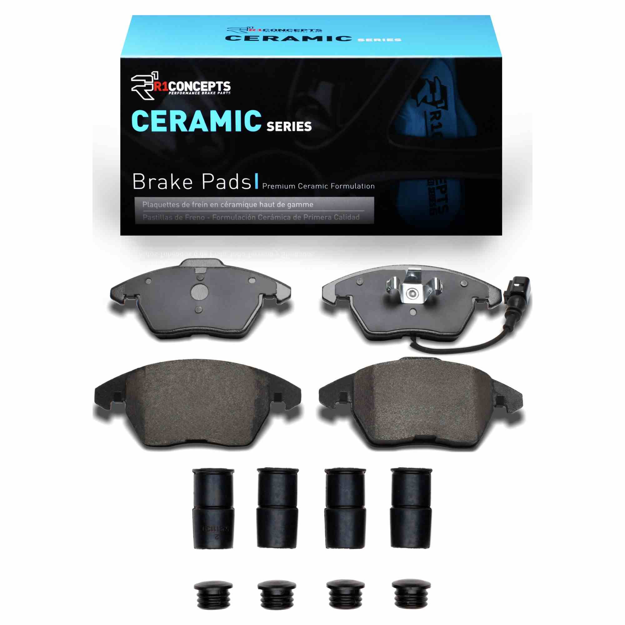 R1 Concepts 05-18 Volkswagen TT Quattro (Excluding Rs) Front Ceramic Brake Pads and Hardware Kit