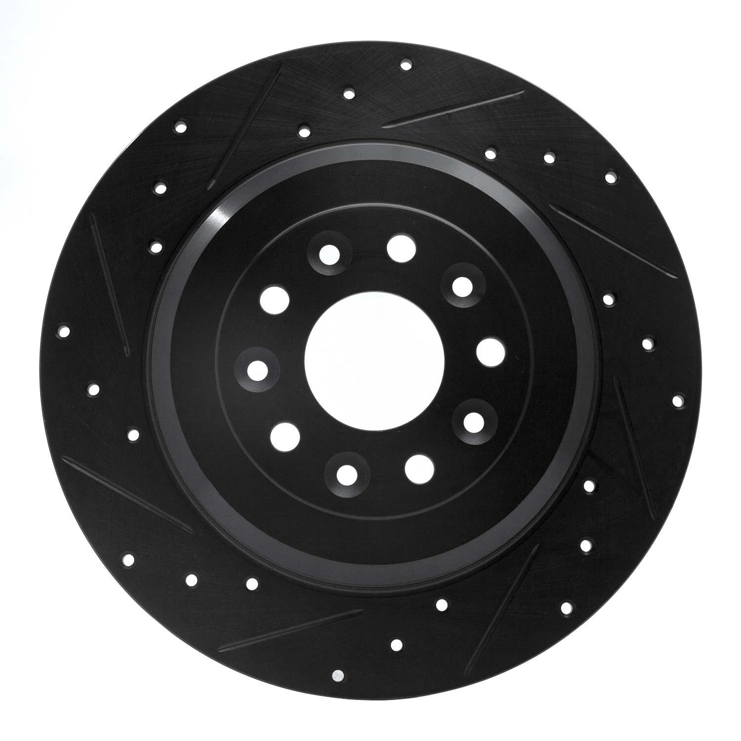 R1 Concepts 05-19 Ford Five Hundred Rear Left Drilled & Slotted Black Brake Rotor