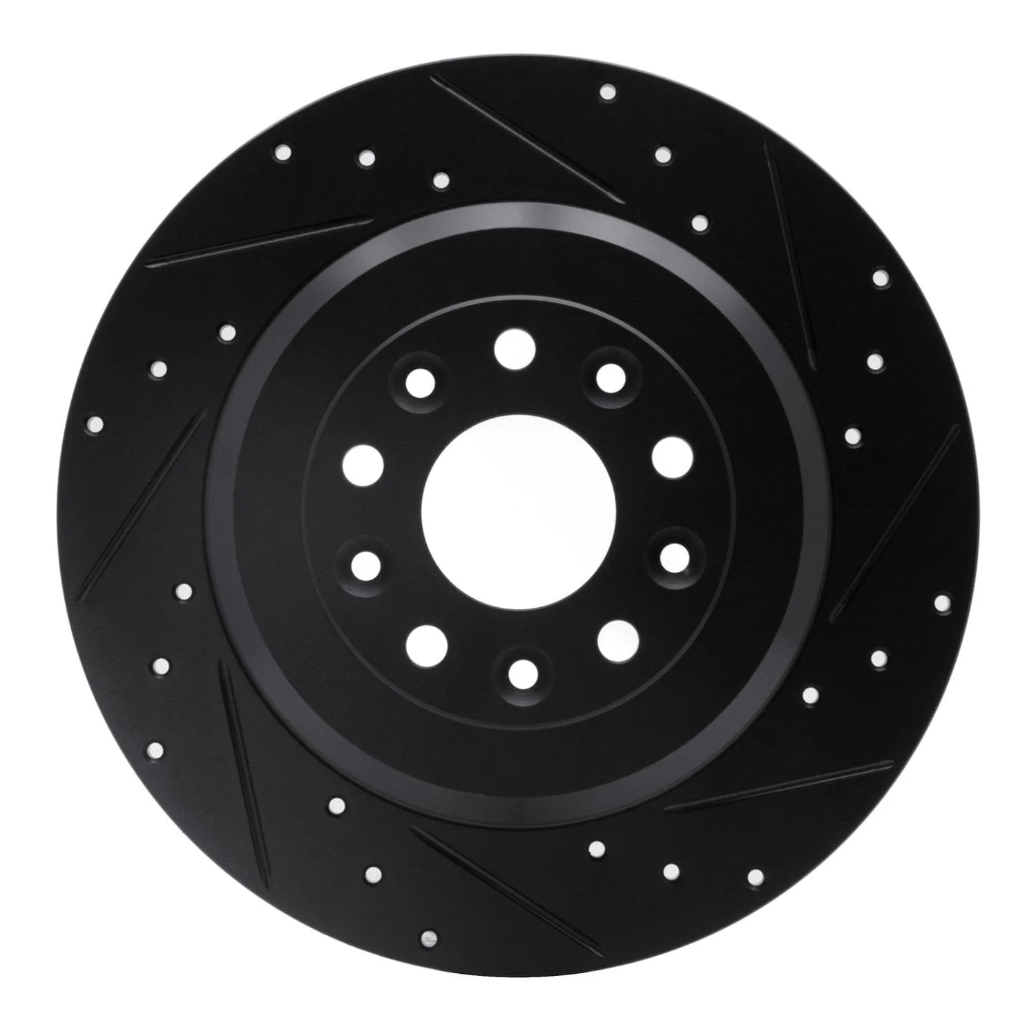 R1 Concepts 05-19 Ford Freestyle Rear Right Drilled & Slotted Black Brake Rotor