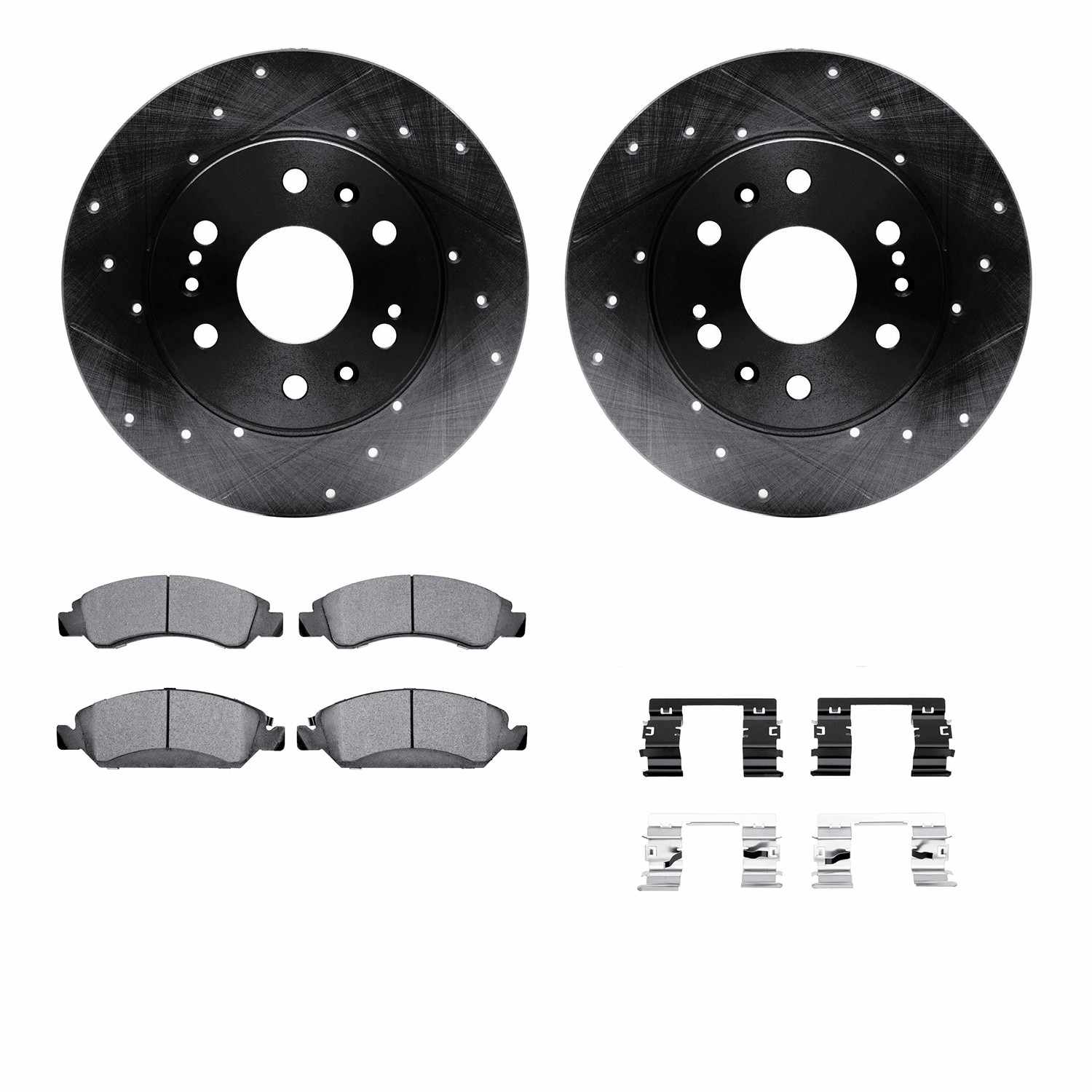 R1 Concepts 05-20 Cadillac Escalade ESV Front Drill/Slot Black Rotors w/Off-Road/Tow Pads
