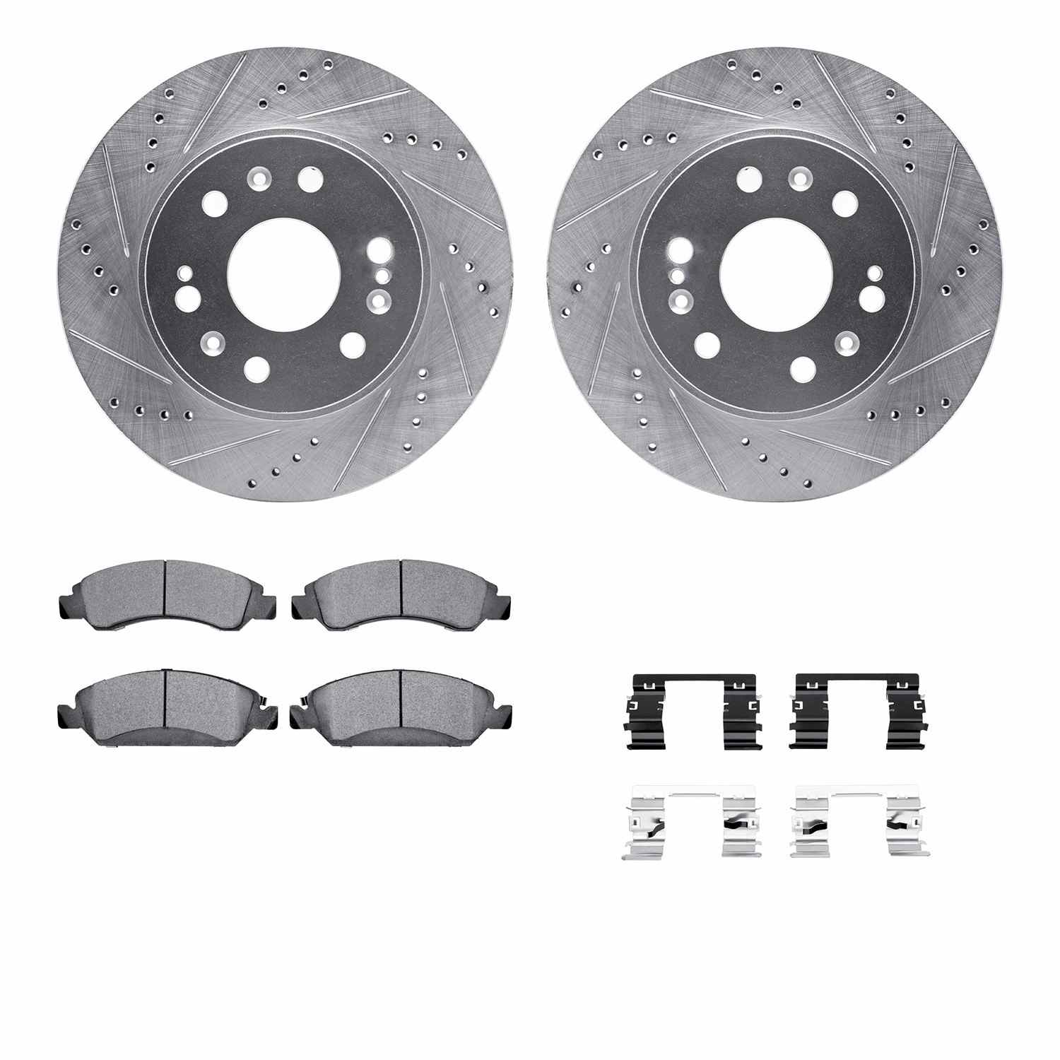 R1 Concepts 05-20 Cadillac Escalade Front Drill/Slot Silver Rotors w/Super Duty Pads