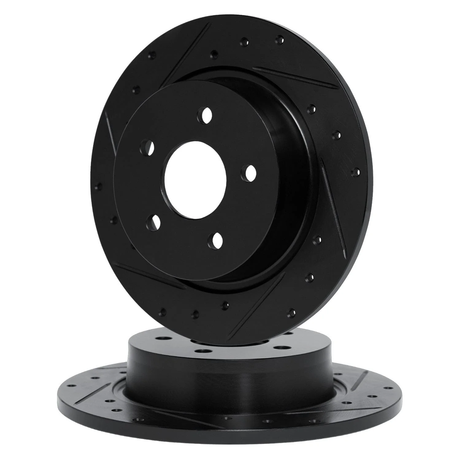 R1 Concepts 05-20 Hyundai Sonata Rear Drilled & Slotted Black Brake Rotor Set - Image 2