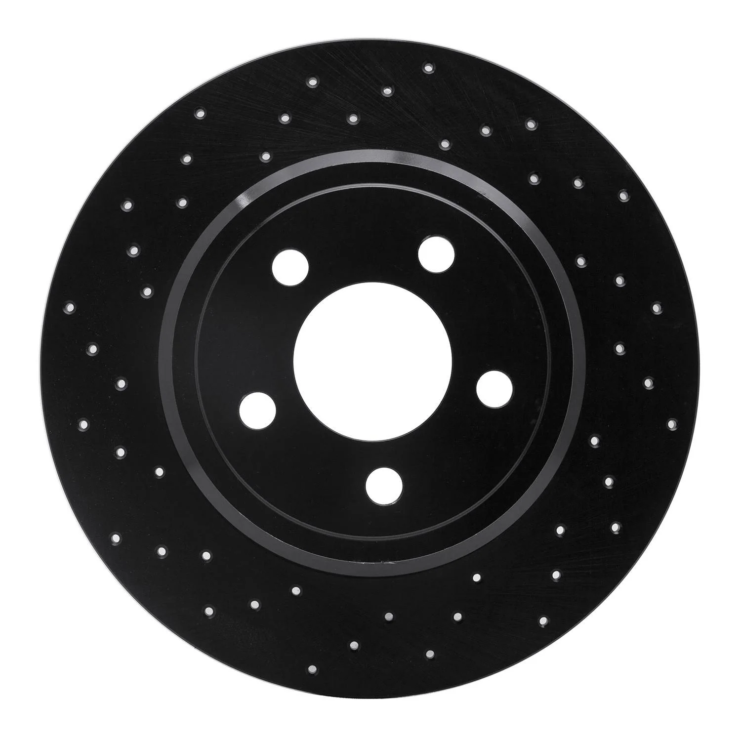 R1 Concepts 05-21 Chrysler 300 Rear Left Drilled Black Brake Rotor