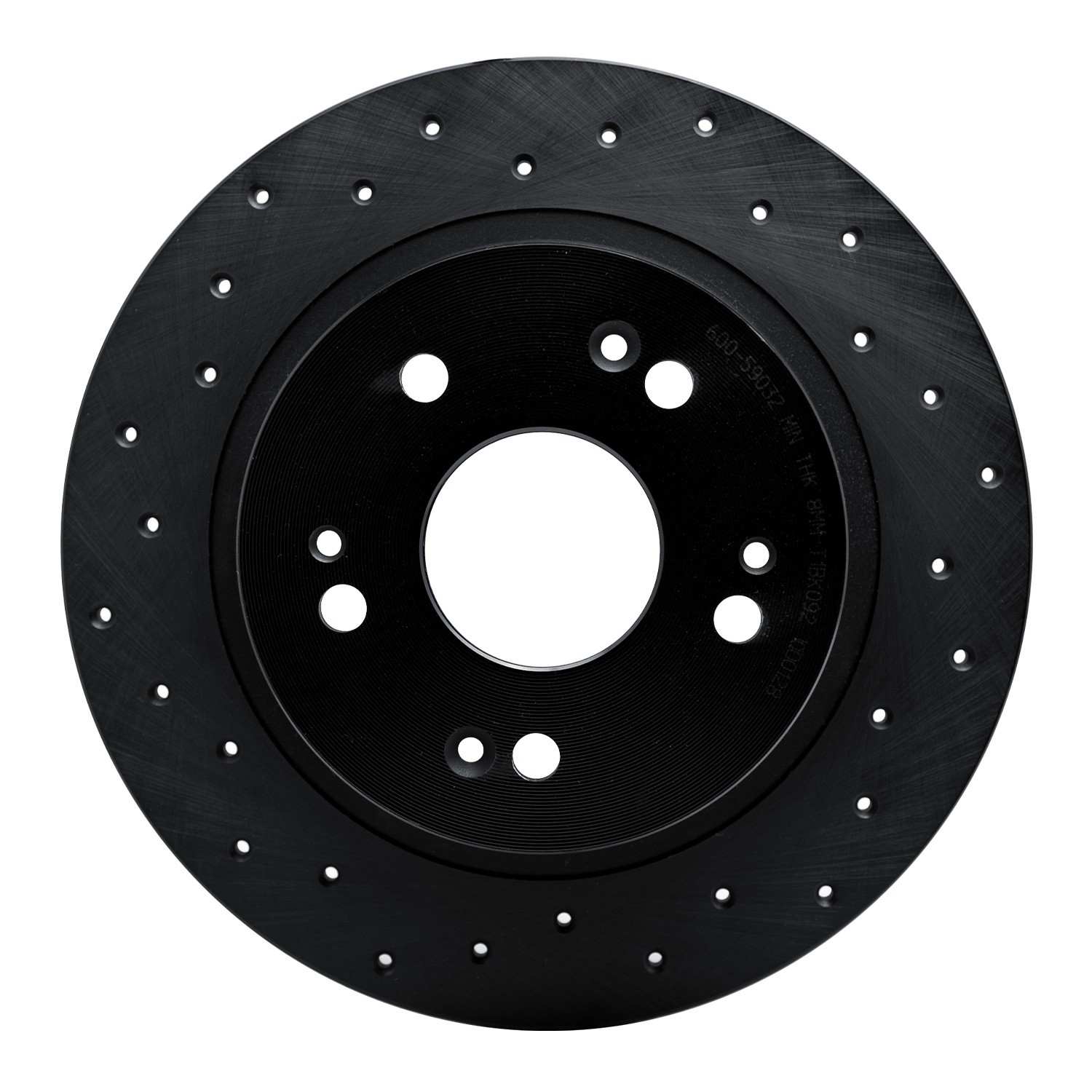 R1 Concepts 05-21 Honda Accord Coupe Rear Left Drilled Black Brake Rotor