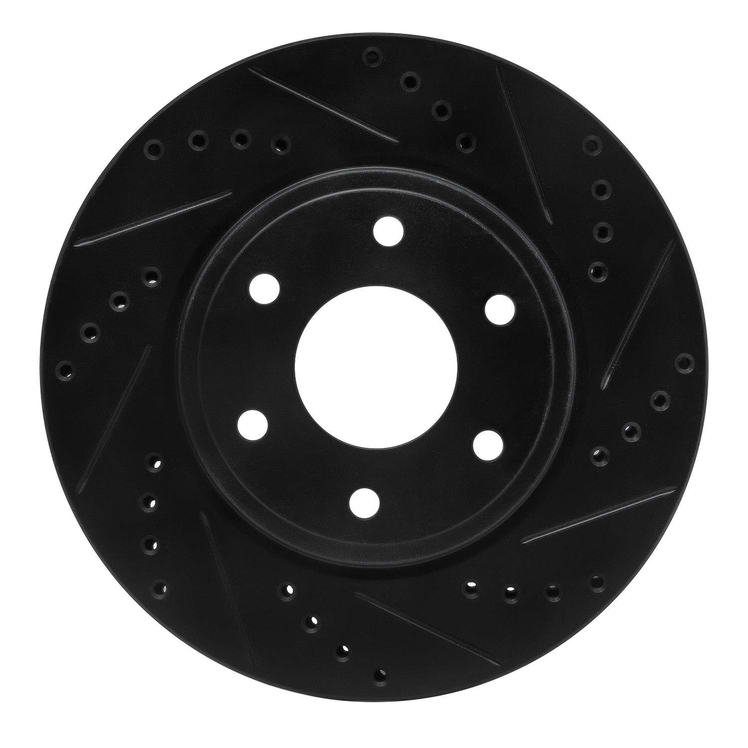 R1 Concepts 05-21 Nissan Frontier Front Right Drilled & Slotted Black Brake Rotor