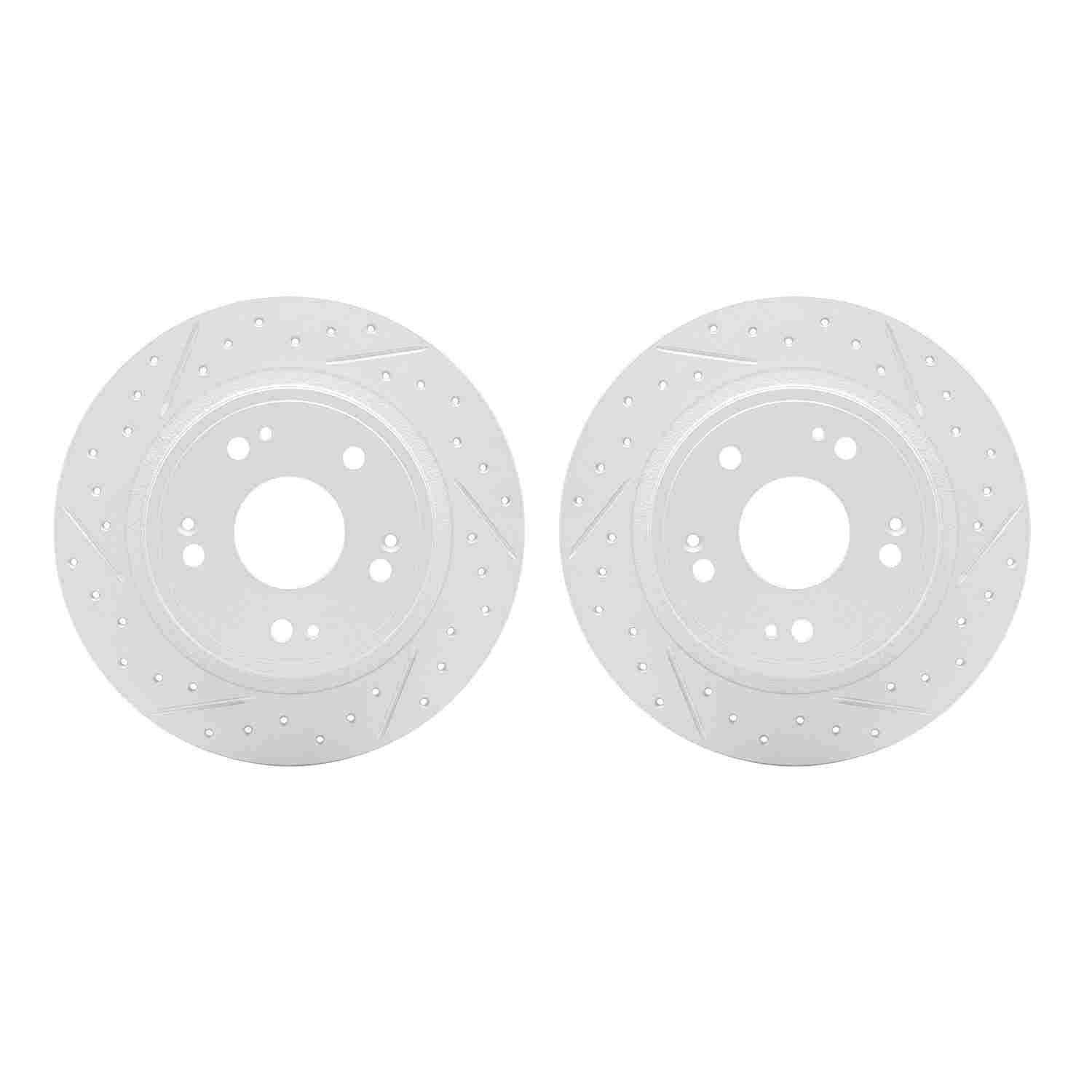 R1 Concepts 05-22 Acura ILX Rear Drilled & Slotted Carbon Coated Brake Rotor Set