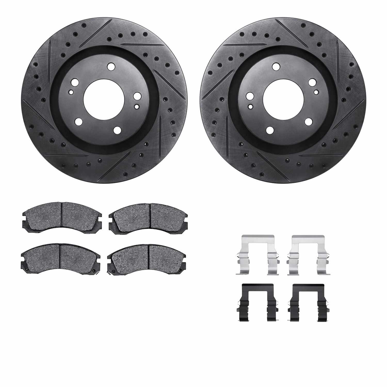 R1 Concepts 05-22 Mitsubishi Outlander PHEV Front Drill/Slot Black Rotors w/Ceramic Pads