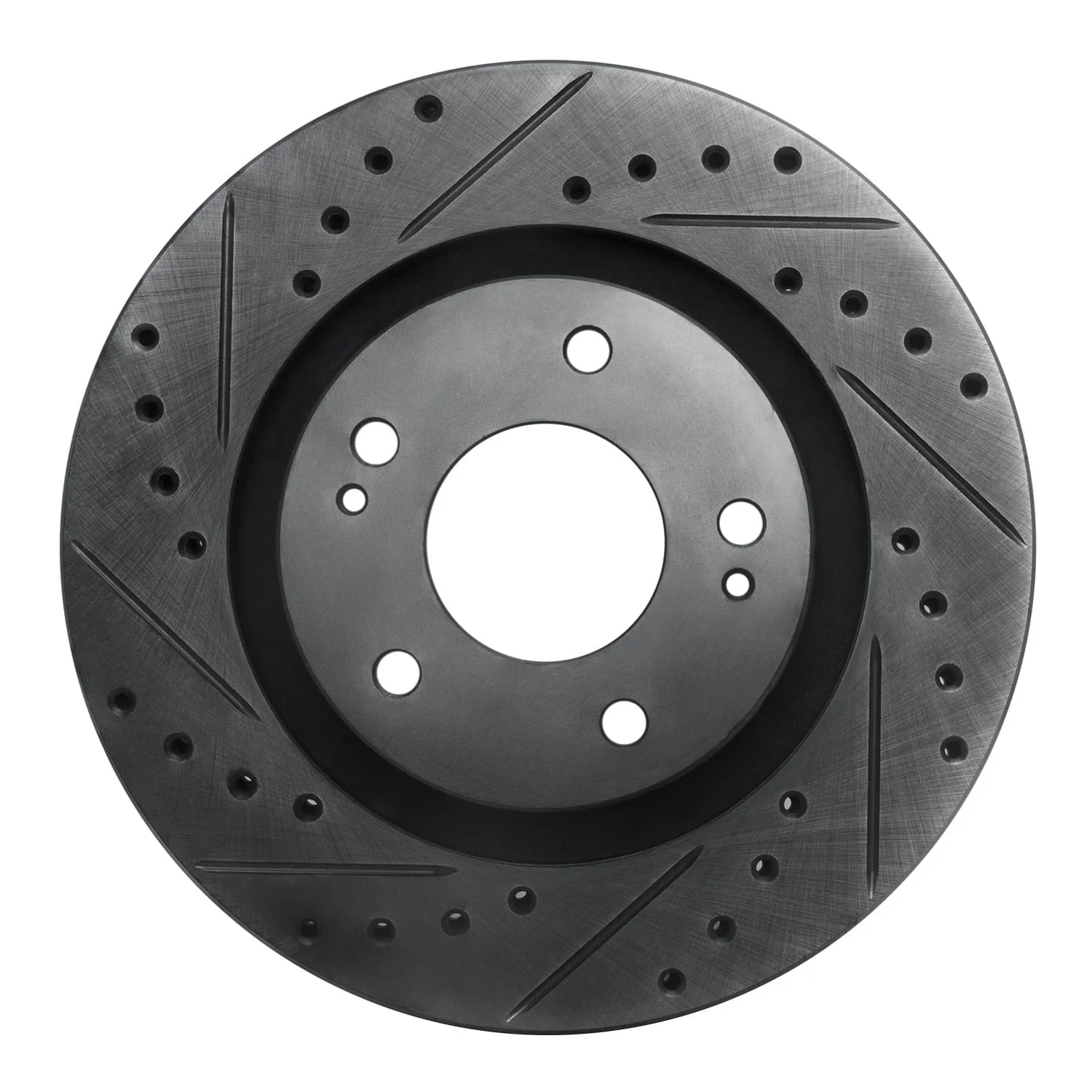 R1 Concepts 05-22 Mitsubishi Outlander PHEV Front Left Drilled & Slotted Black Brake Rotor