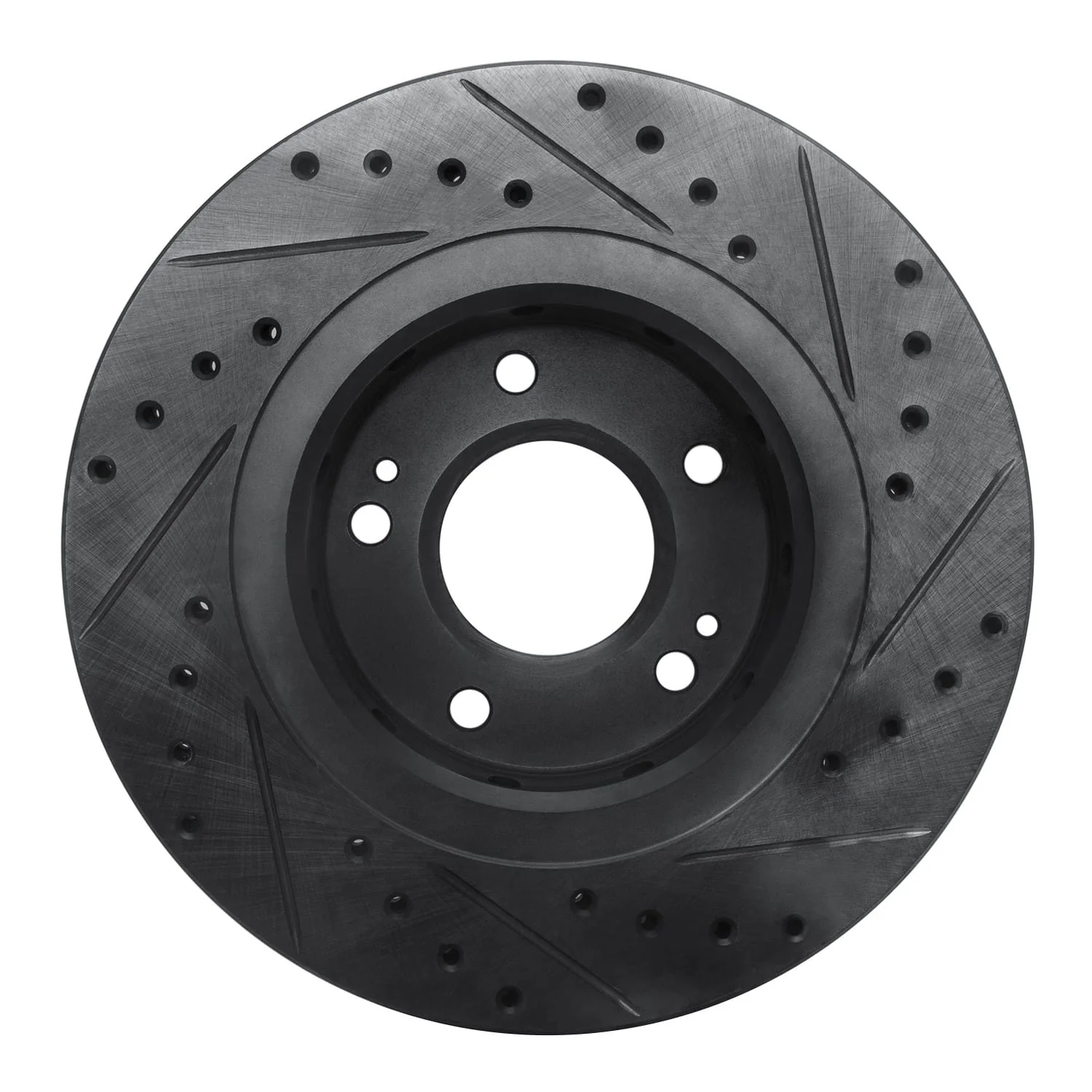 R1 Concepts 05-22 Mitsubishi Outlander PHEV Front Left Drilled & Slotted Black Brake Rotor - Image 2