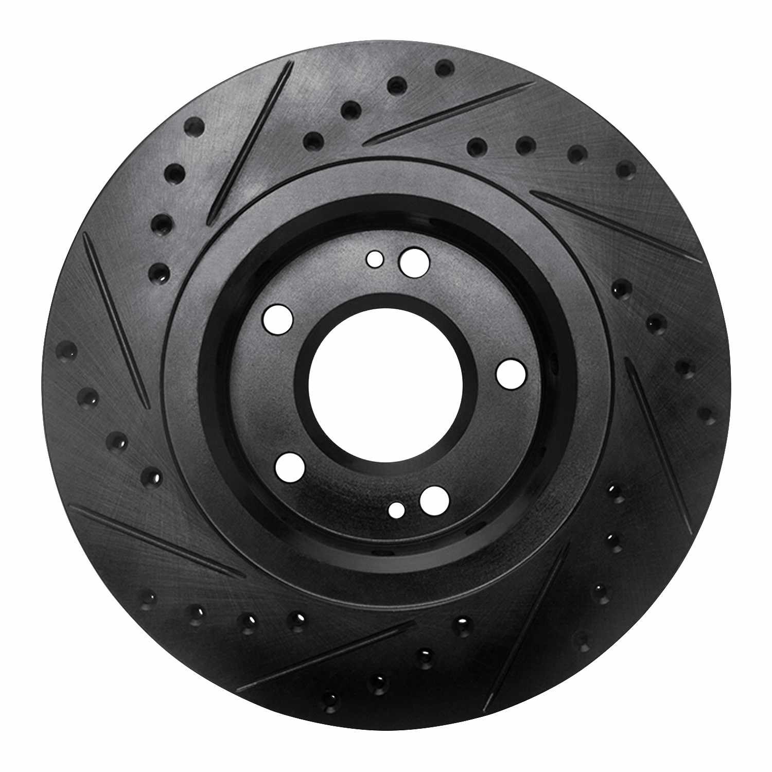 R1 Concepts 05-22 Mitsubishi Outlander PHEV Front Right Drilled & Slotted Black Brake Rotor - Image 2