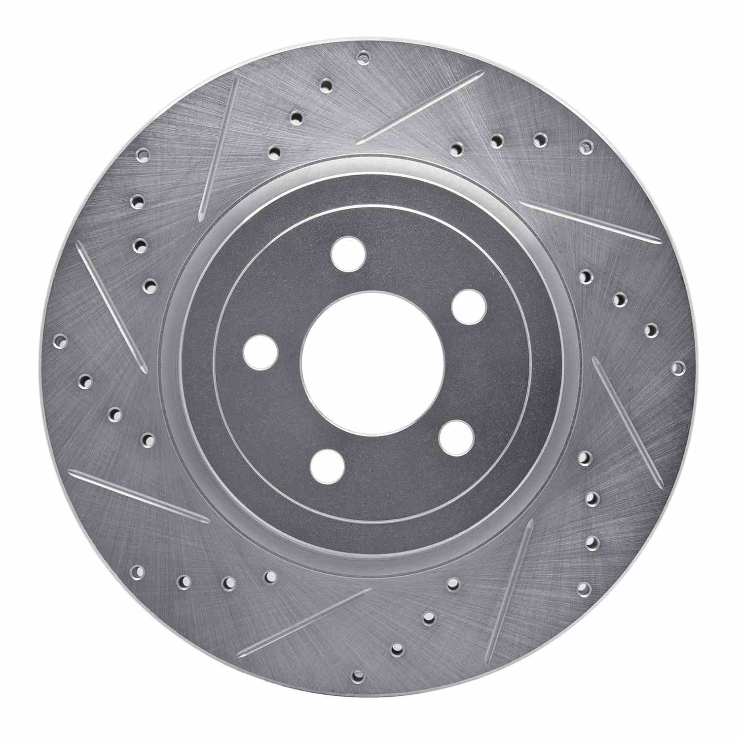 R1 Concepts 05-23 Chrysler 300 Front Left Drilled & Slotted Silver Brake Rotor