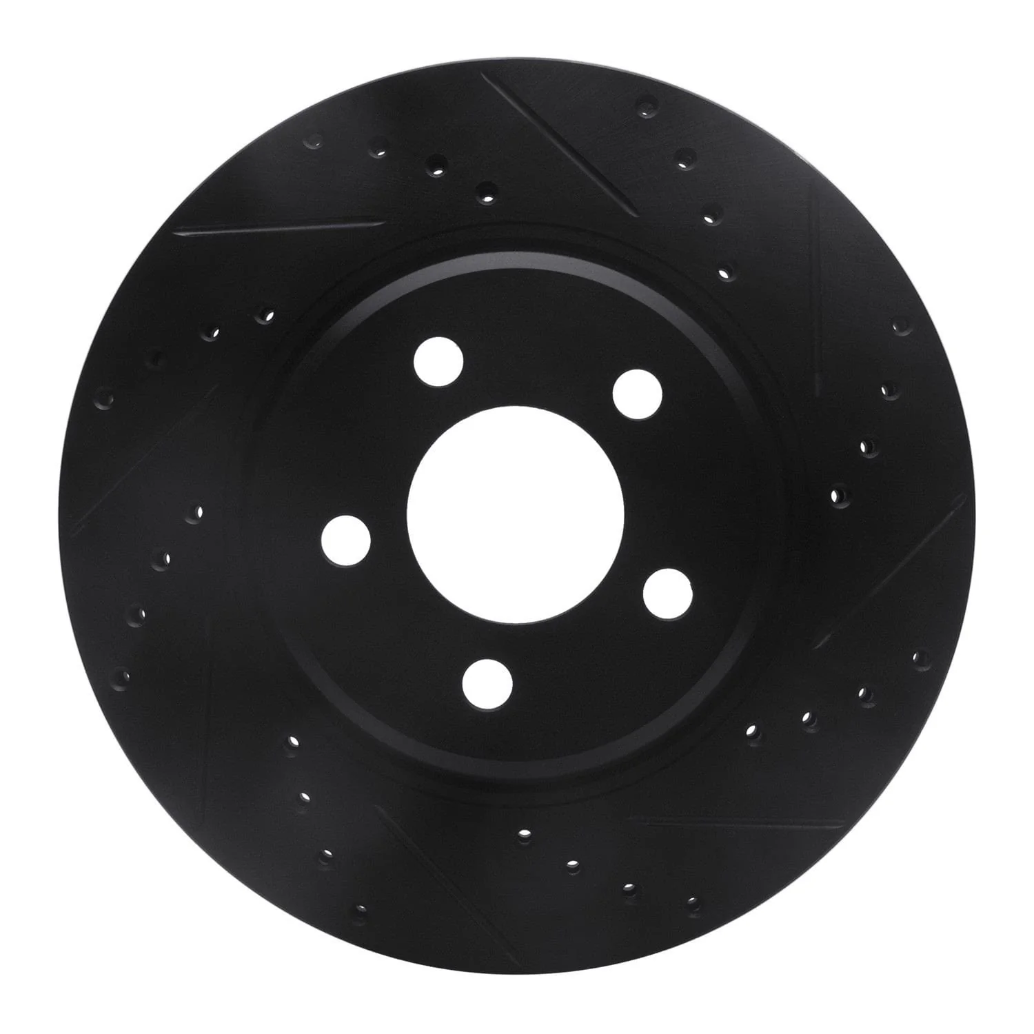 R1 Concepts 05-23 Chrysler 300 Front Right Drilled & Slotted Black Brake Rotor