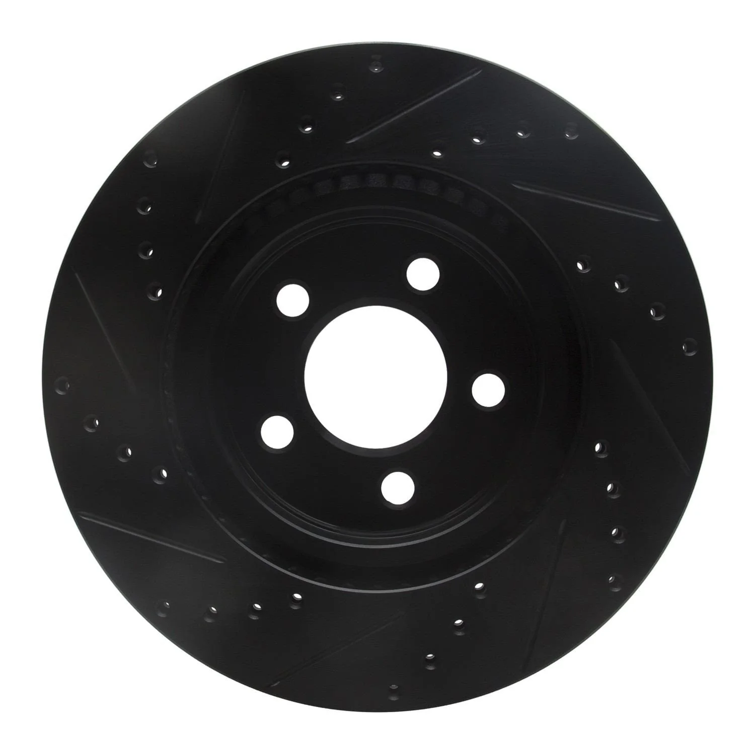 R1 Concepts 05-23 Chrysler 300 Front Right Drilled & Slotted Black Brake Rotor - Image 2