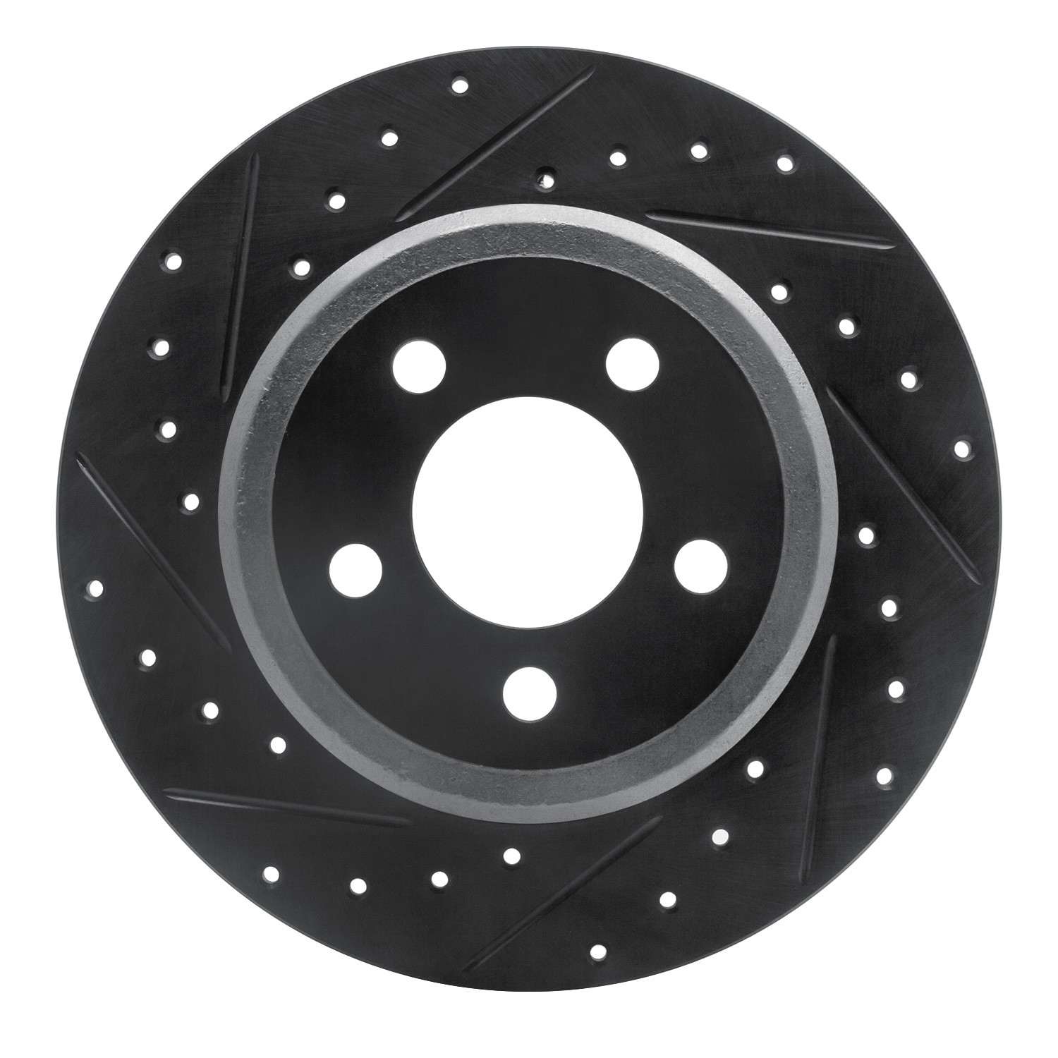 R1 Concepts 05-23 Chrysler 300 Rear Left Drilled & Slotted Black Brake Rotor