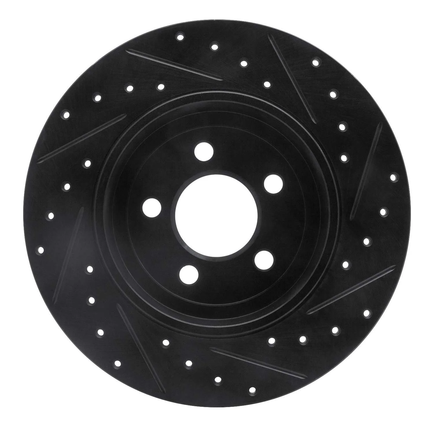 R1 Concepts 05-23 Chrysler 300 Rear Left Drilled & Slotted Black Brake Rotor - Image 2