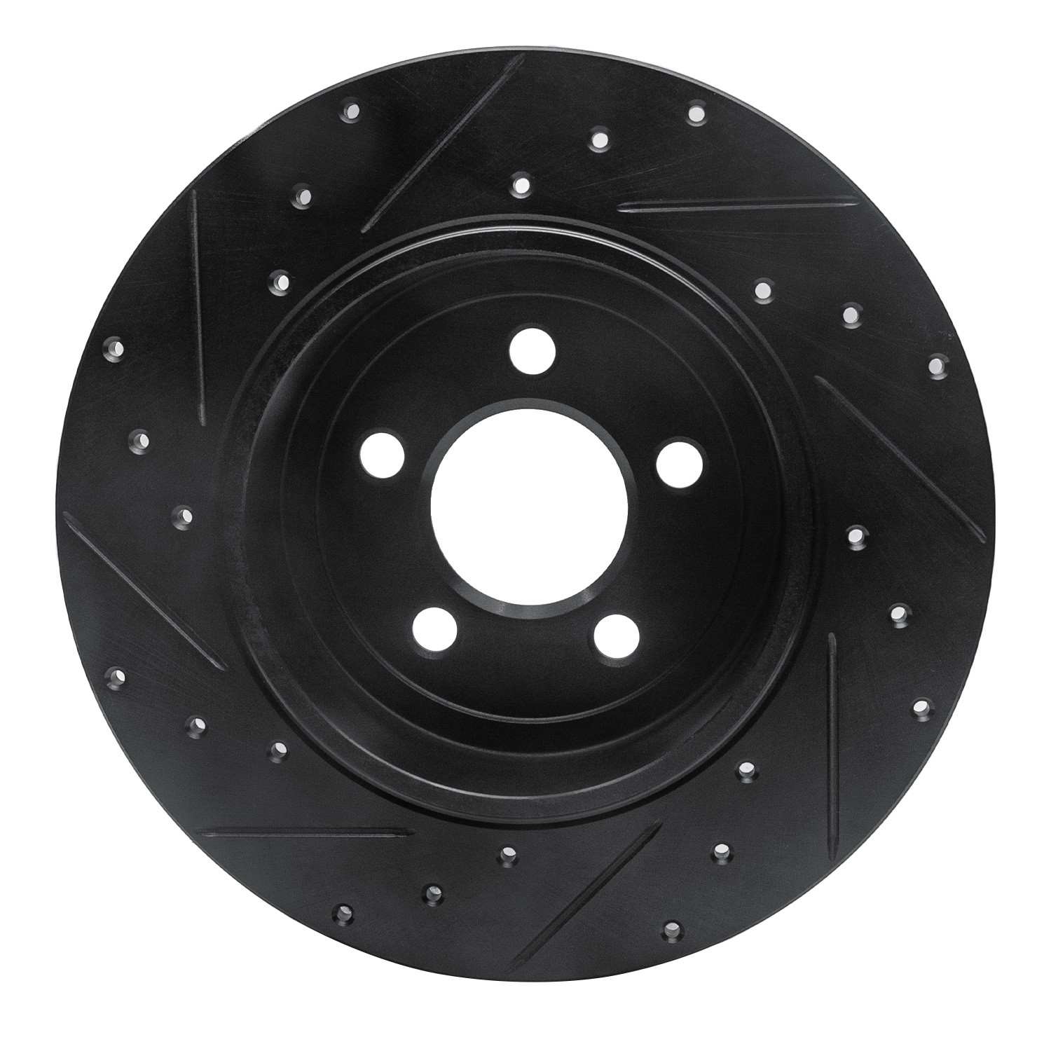 R1 Concepts 05-23 Chrysler 300 Rear Right Drilled & Slotted Black Brake Rotor - Image 2