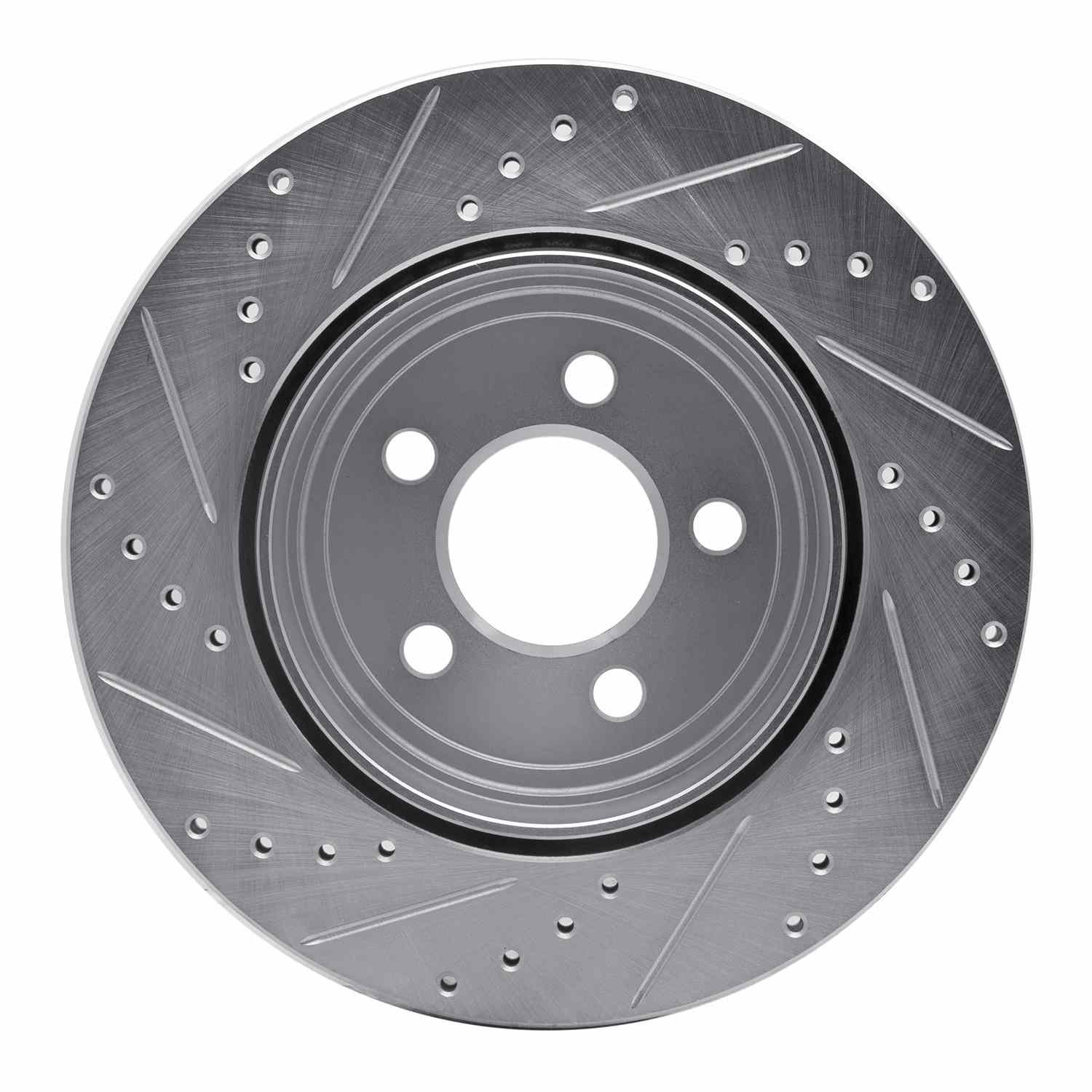 R1 Concepts 05-23 Chrysler 300 Rear Right Drilled & Slotted Silver Brake Rotor - Image 2