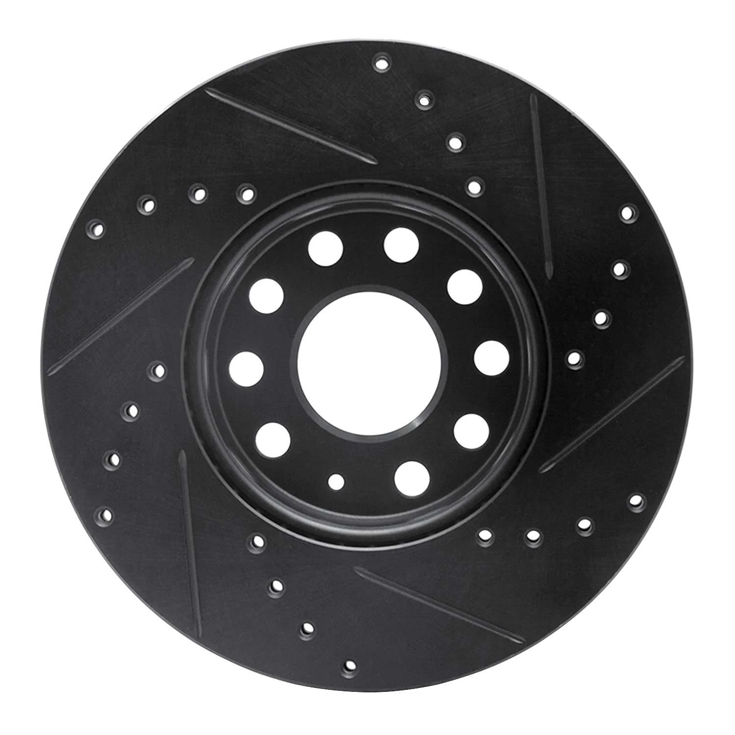 R1 Concepts 05-25 Audi Q2 (Mexico) Front Left Drilled & Slotted Black Brake Rotor - Image 2
