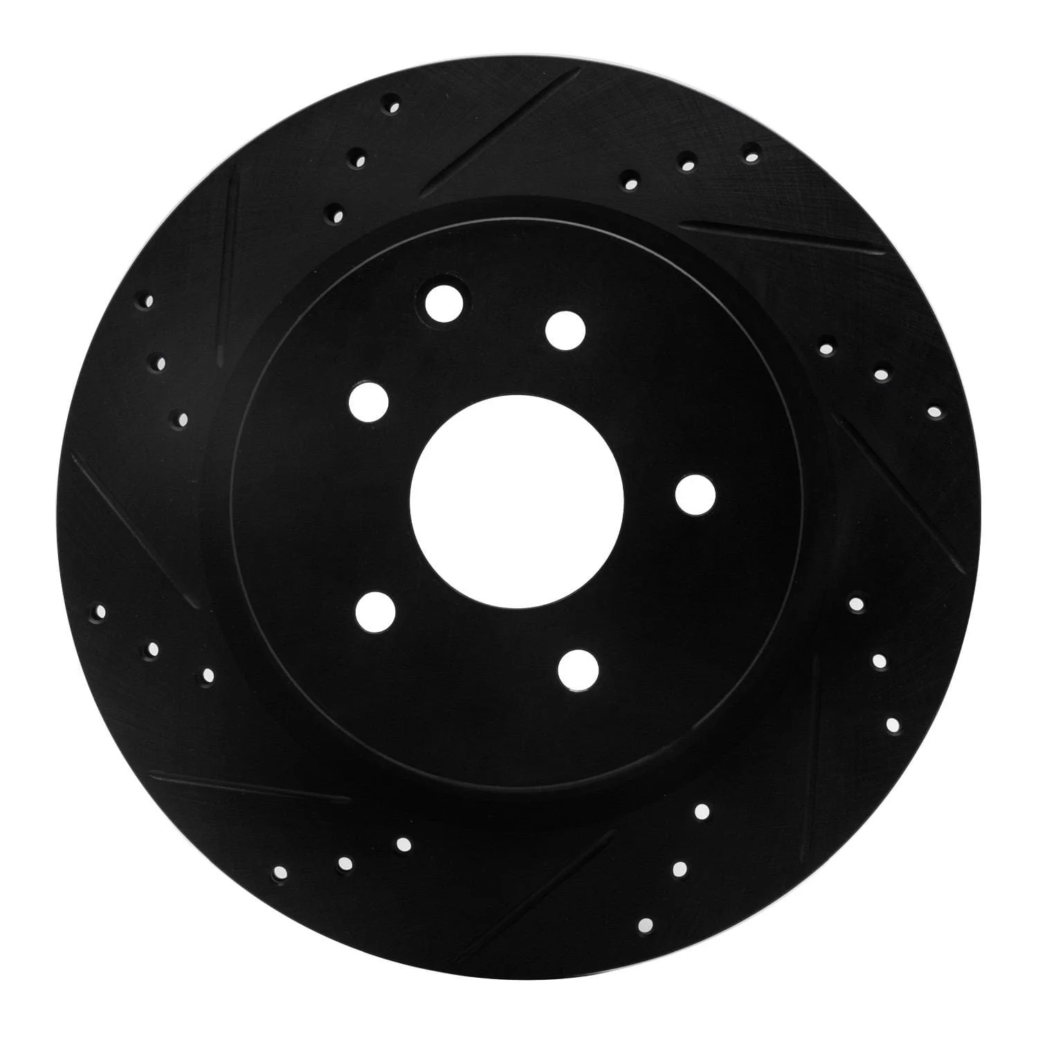 R1 Concepts 05-25 Infiniti EX37 Rear Left Drilled & Slotted Black Brake Rotor