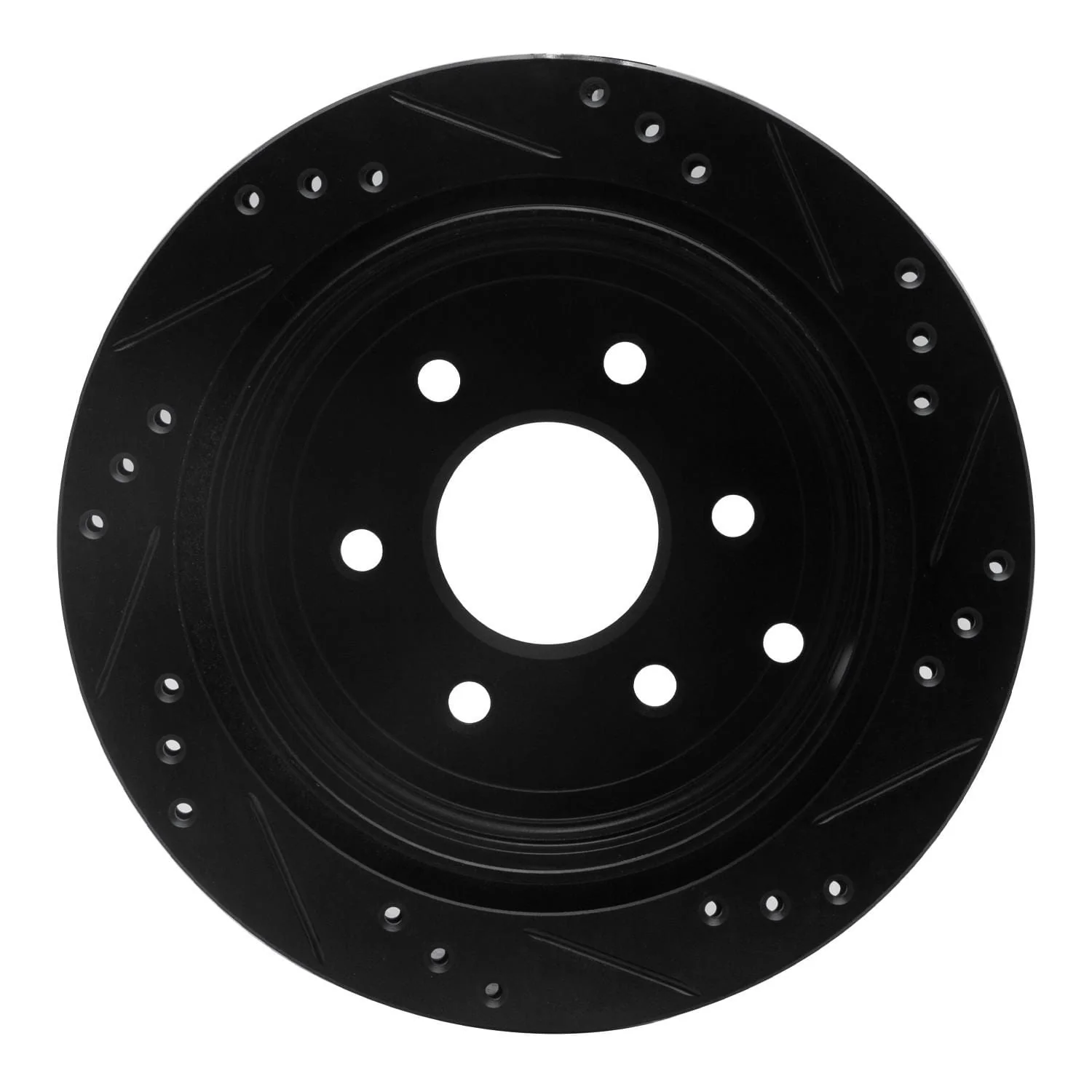 R1 Concepts 05-25 Nissan Frontier Rear Left Drilled & Slotted Black Brake Rotor - Image 2